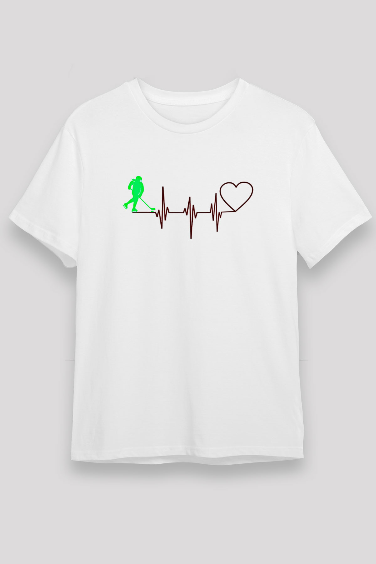 Hokey Baskılı Unisex Beyaz Tişört - Tshirt