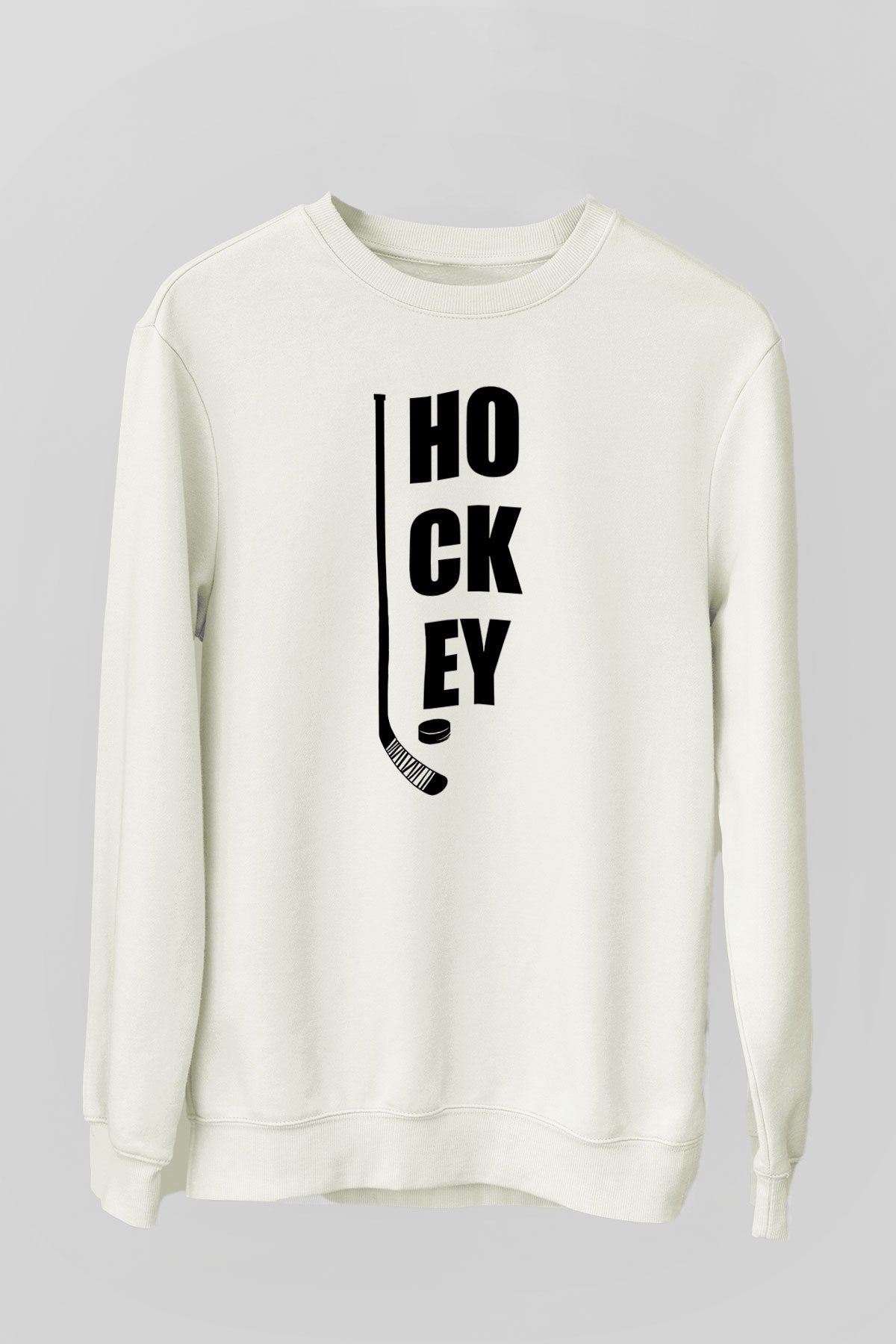 Hokey Baskılı Unisex Ekru Sweatshirt