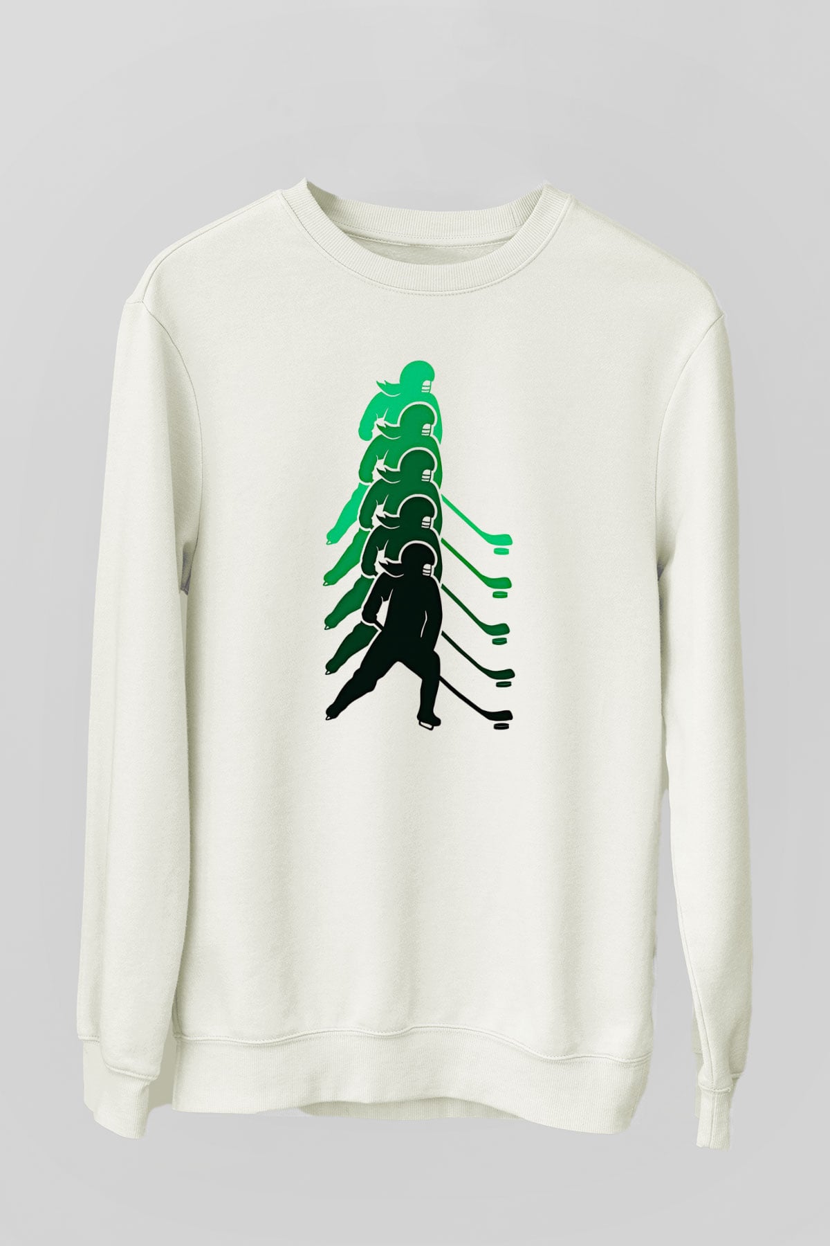 Hokey Baskılı Unisex Ekru Sweatshirt