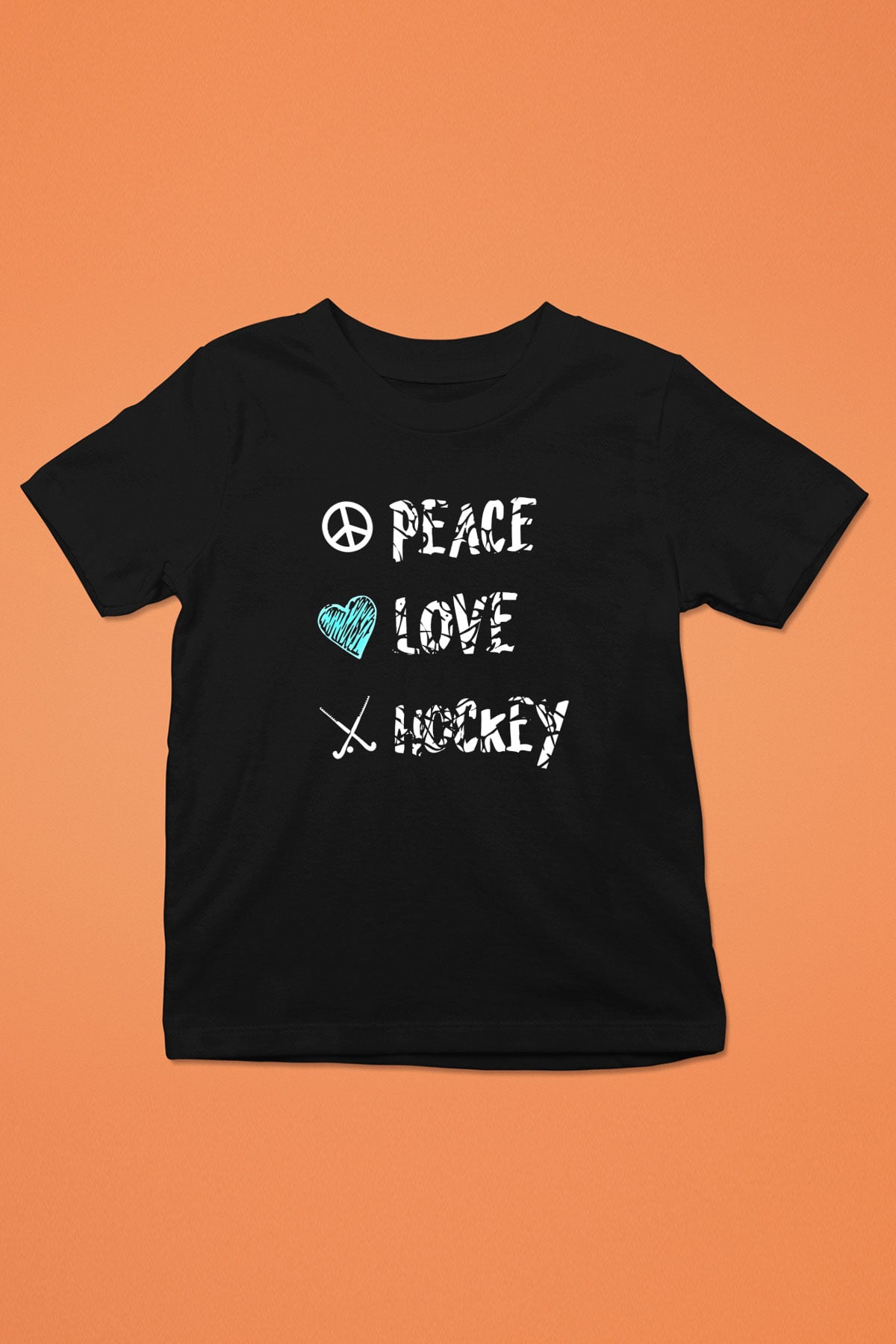 Hokey Baskılı Unisex Siyah Çocuk Tİşörtü - Tshirt