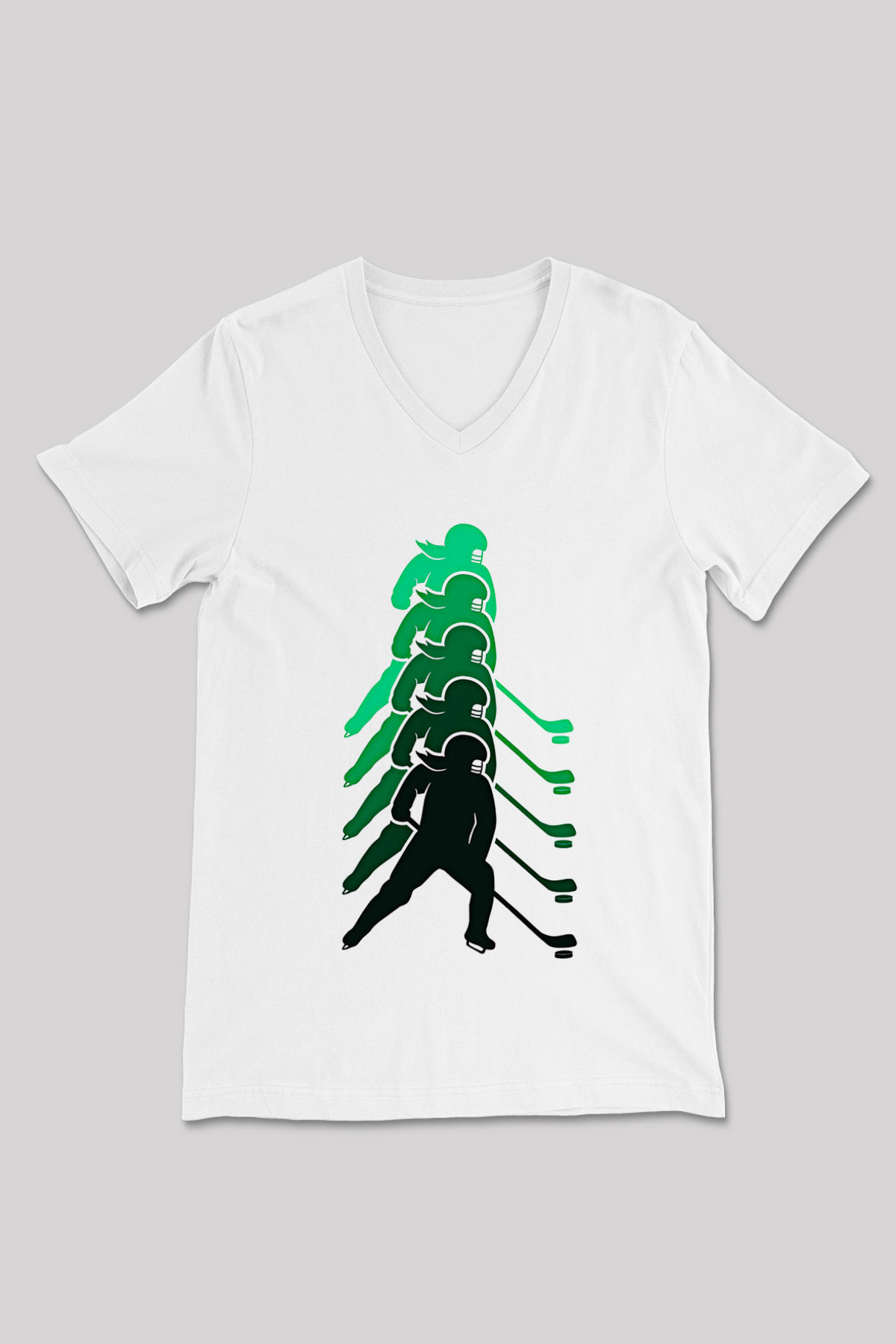 Hokey Baskılı Unisex V Yaka Tişört - Tshirt