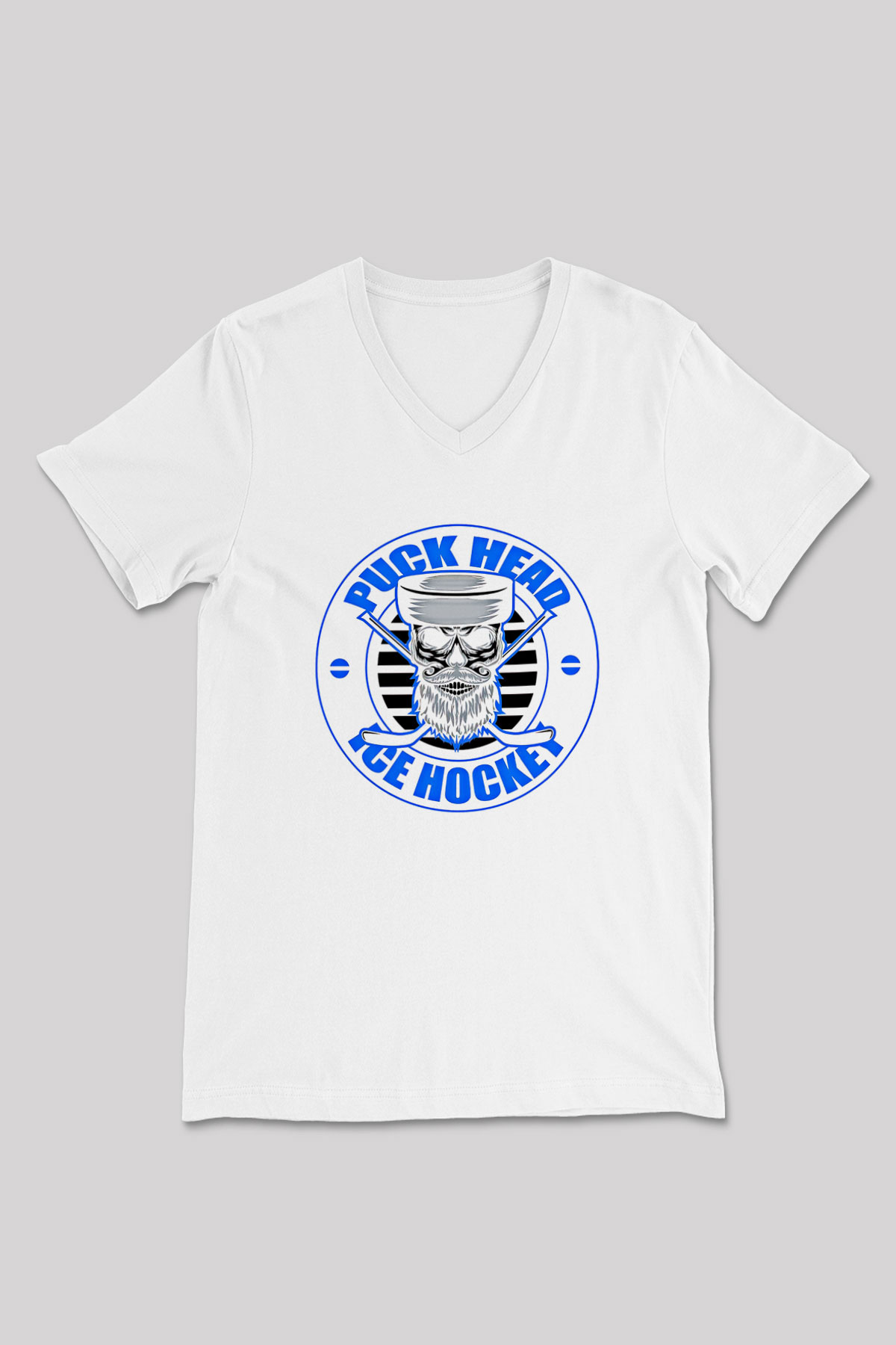 Hokey Baskılı Unisex V Yaka Tişört - Tshirt