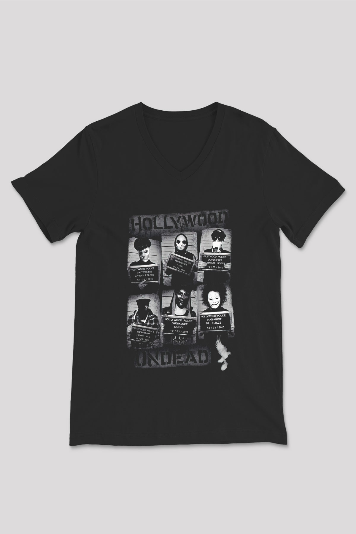 Hollywood Undead Siyah Unisex V Yaka Tişört T-Shirt