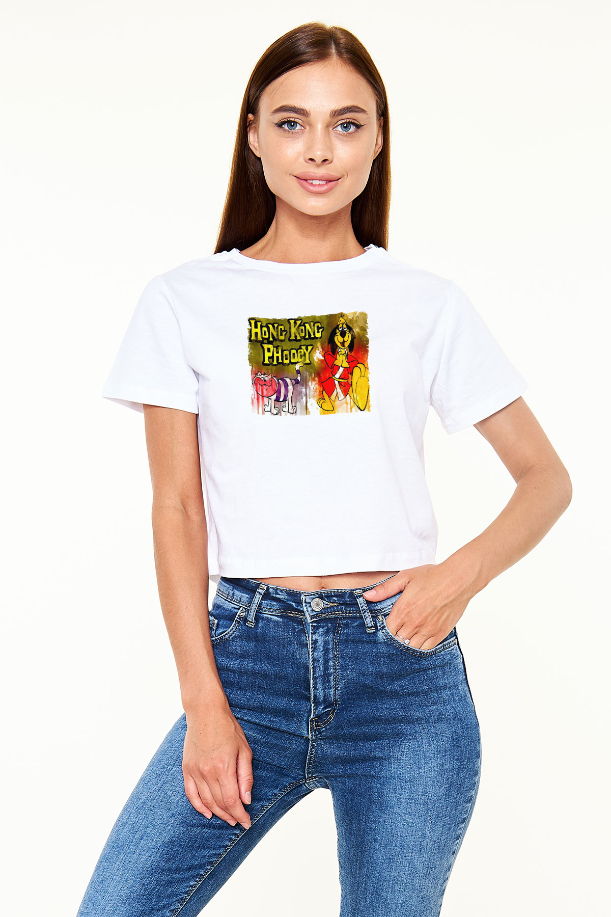 Hong Kong Phooey Beyaz   Crop Top Tişört