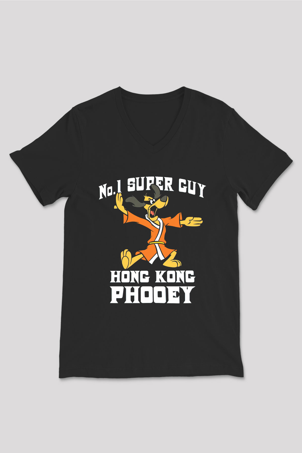 Hong Kong Phooey Siyah Unisex  V Yaka Tişört