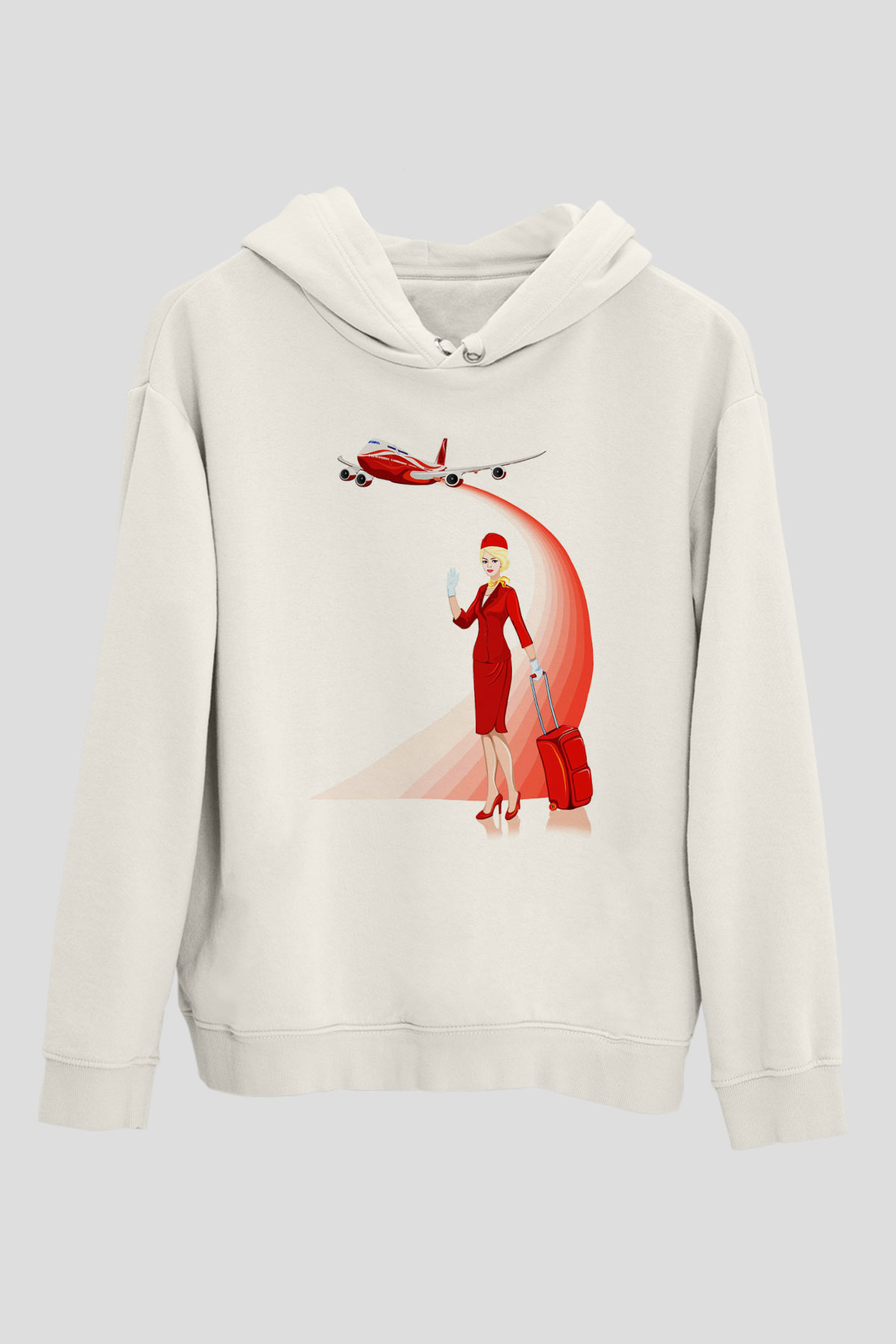 Hostes Beyaz Unisex Hoodie