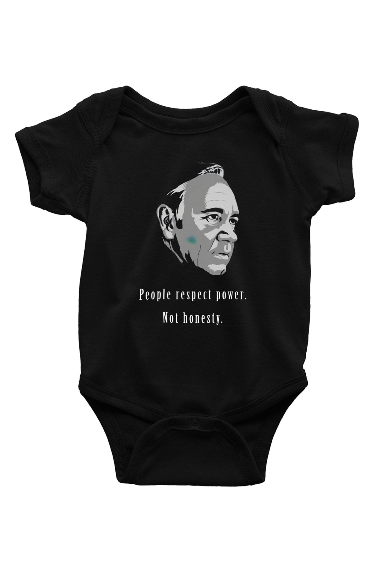 House of Cards Baskılı Siyah Bebek Body - Zıbın