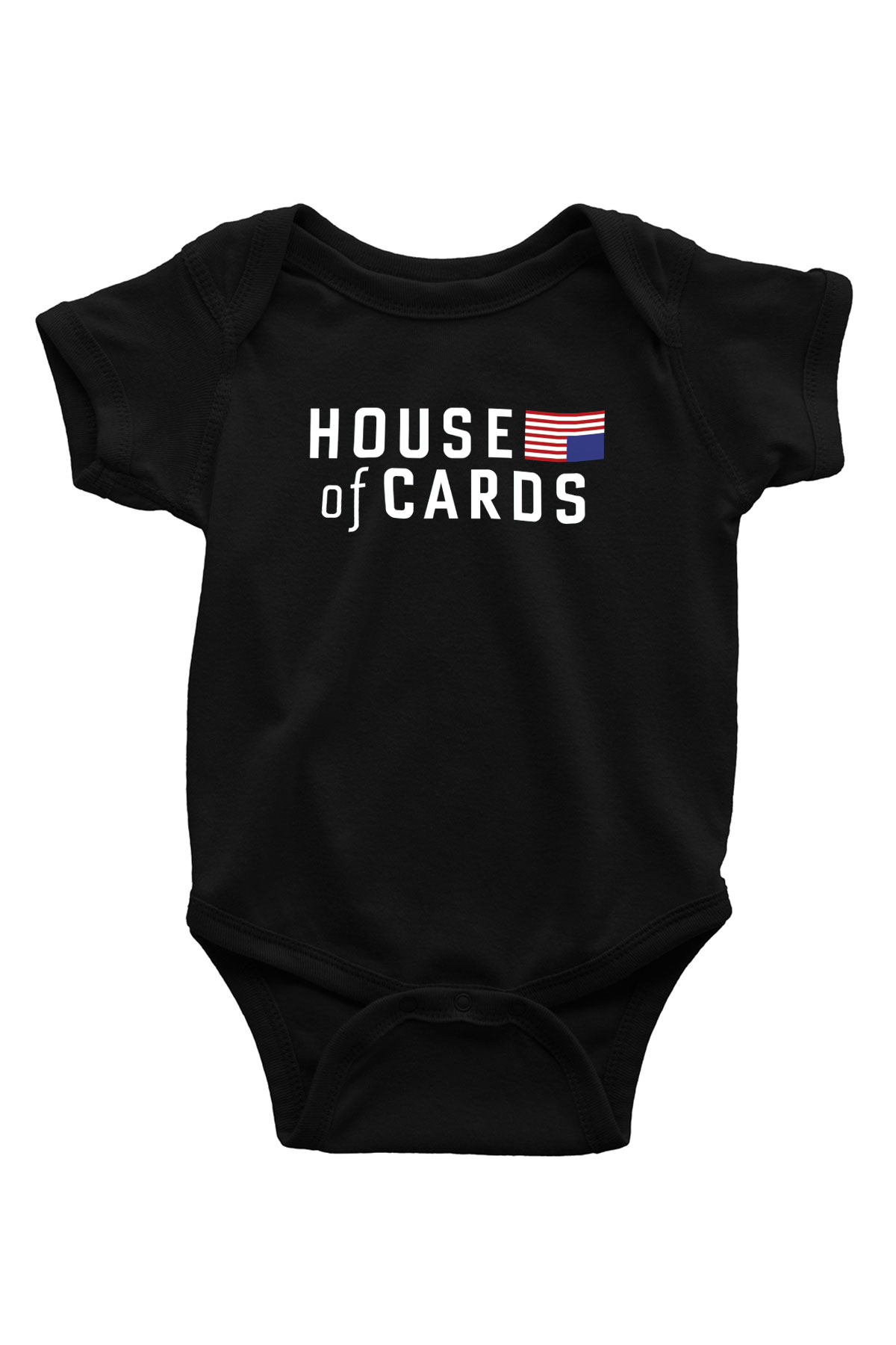 House of Cards Baskılı Siyah Bebek Body - Zıbın