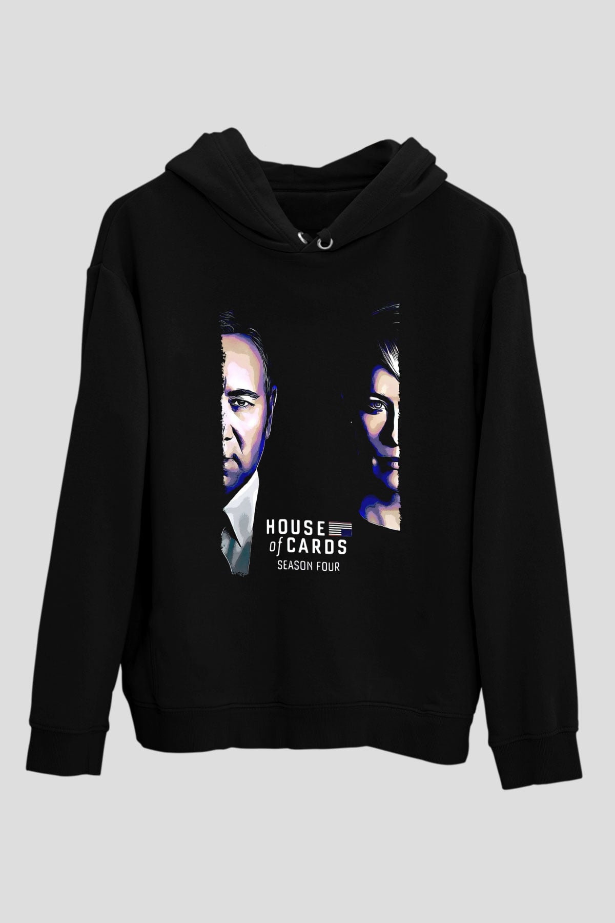 House of Cards Siyah Unisex Hoodie