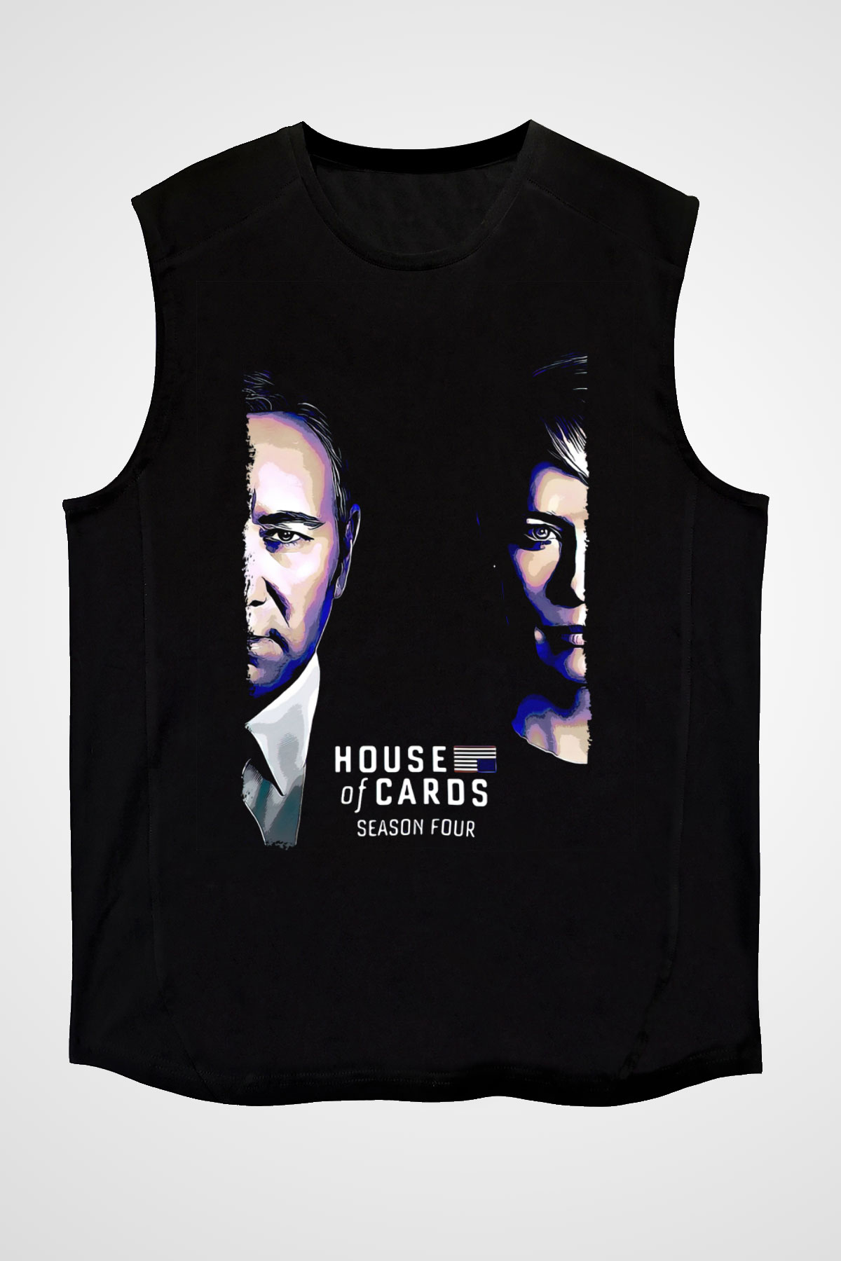 House of Cards Siyah Unisex Kolsuz Tişört