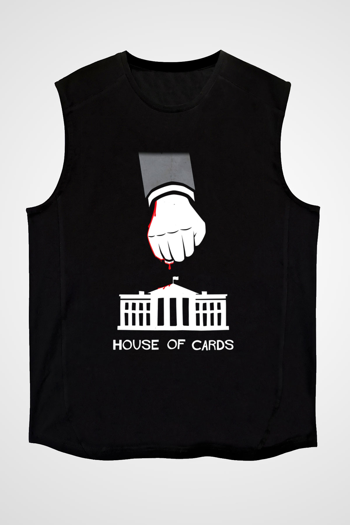 House of Cards Siyah Unisex Kolsuz Tişört