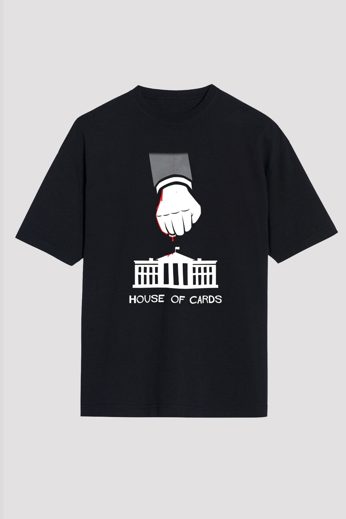 House of Cards Siyah Unisex Oversize Tişört T-Shirt