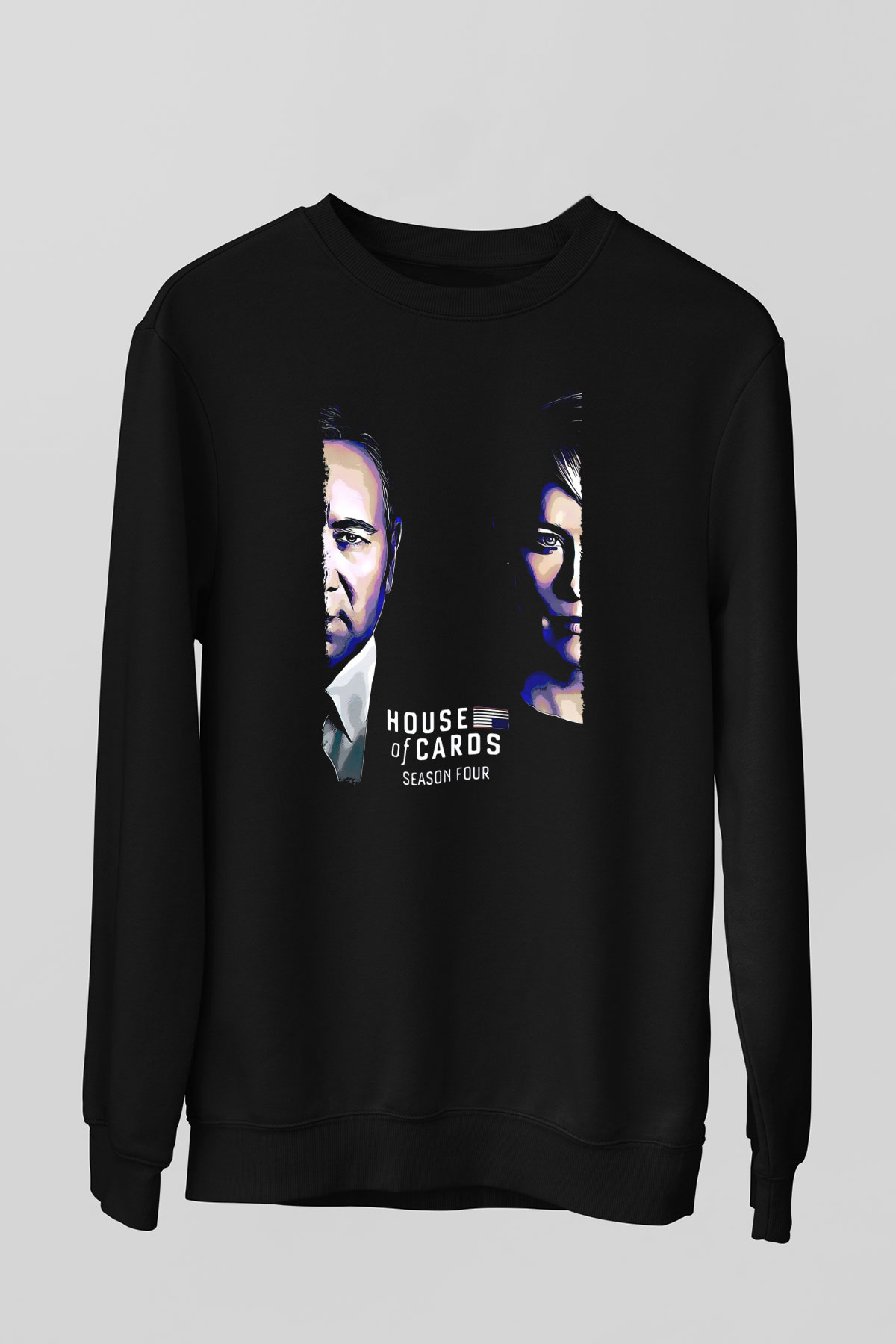 House of Cards Siyah Unisex Sweatshirt