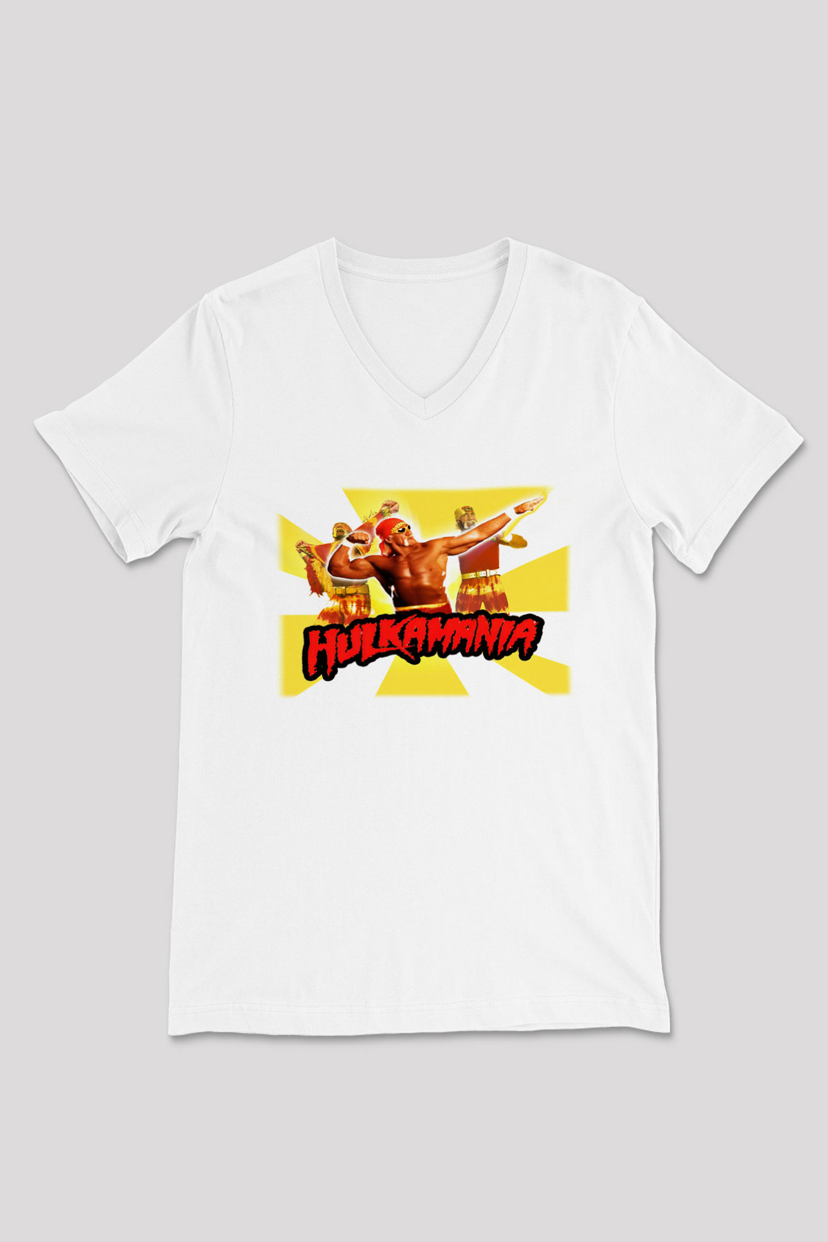 Hulk Hogan Beyaz Unisex V Yaka Tişört