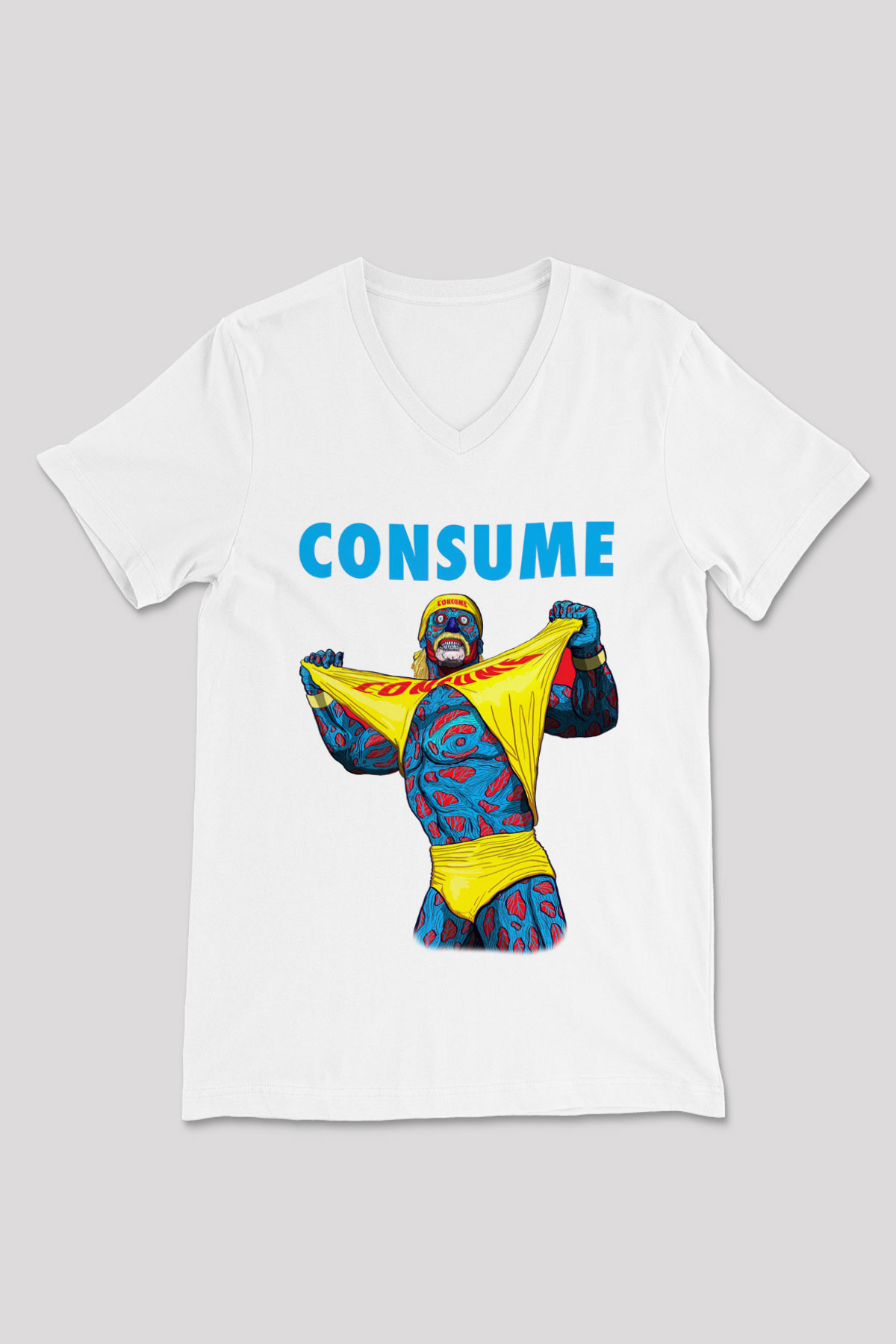 Hulk Hogan Beyaz Unisex V Yaka Tişört