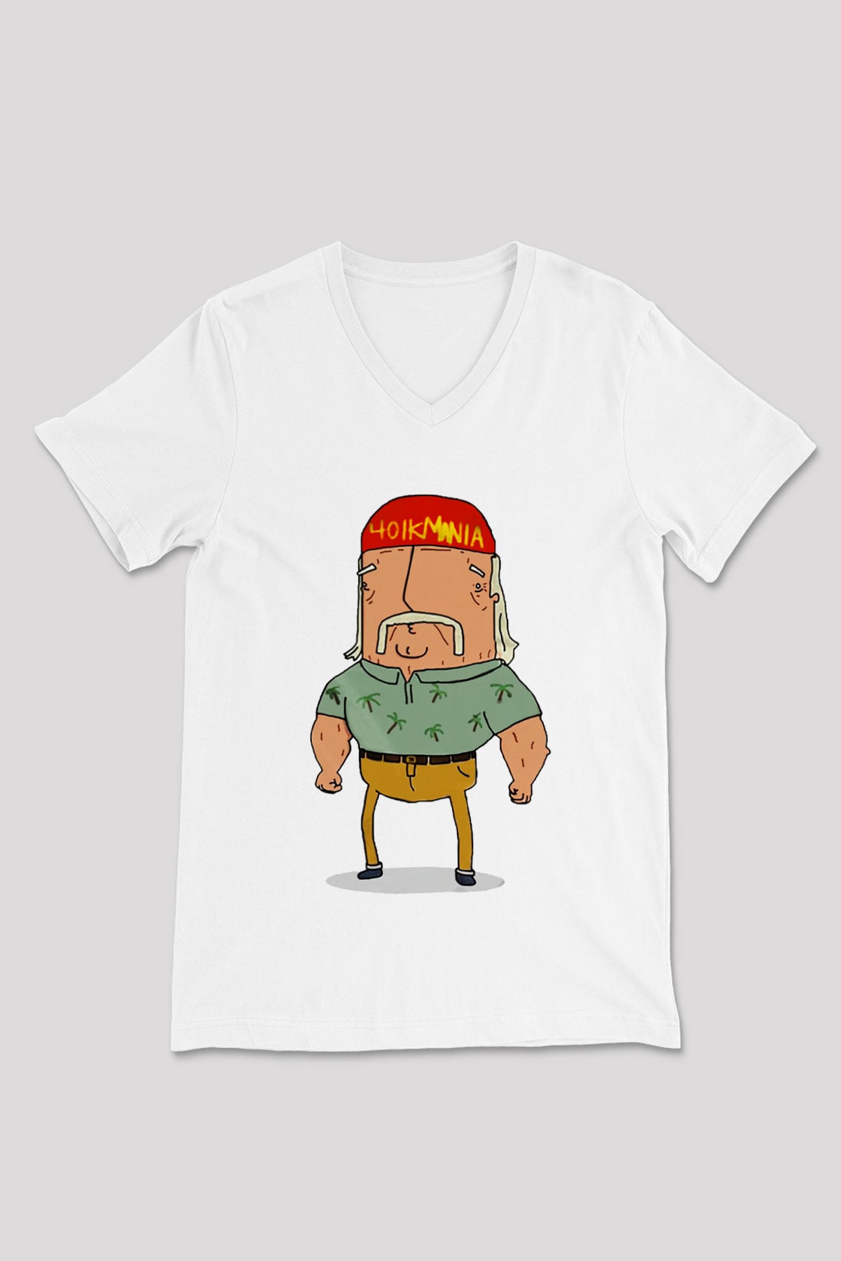 Hulk Hogan Beyaz Unisex V Yaka Tişört