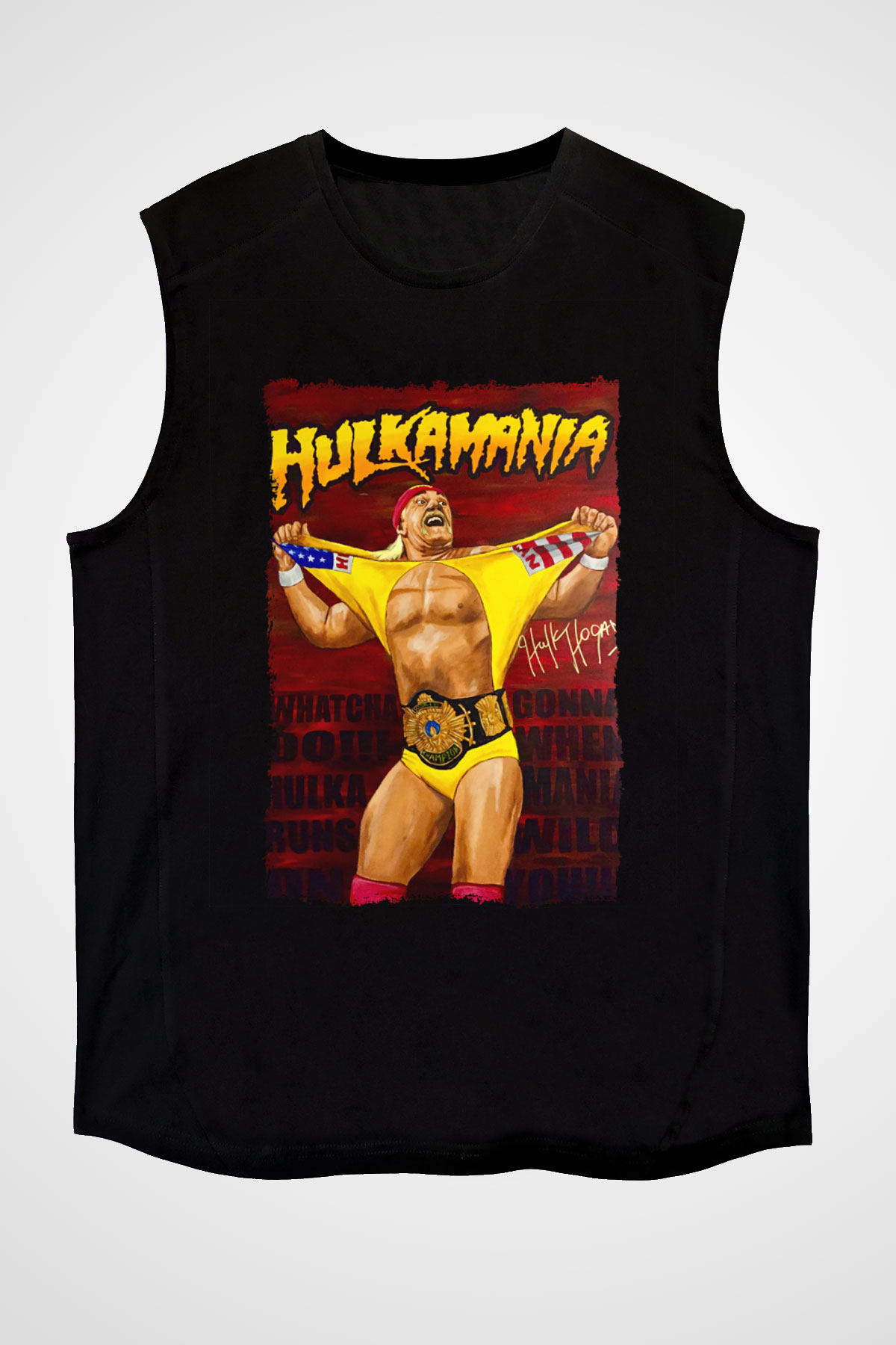 Hulk Hogan Siyah Unisex  Kolsuz Tişört