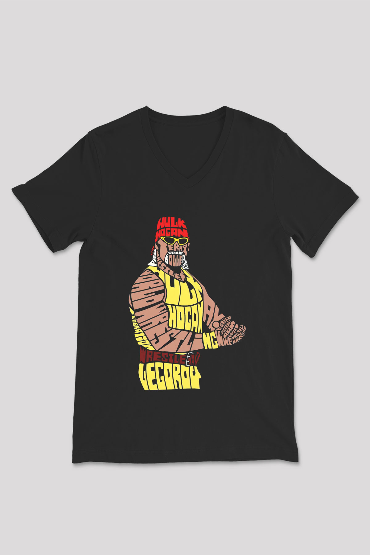 Hulk Hogan Siyah Unisex  V Yaka Tişört