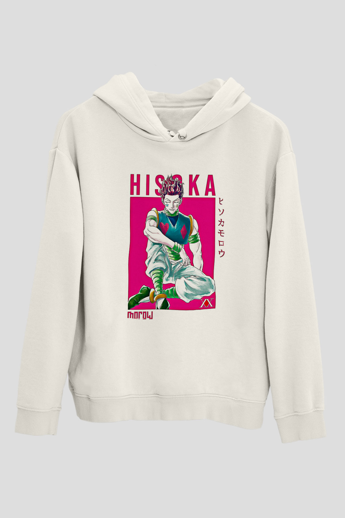 Hunter X Hunter Baskılı Beyaz Unisex Hoodie