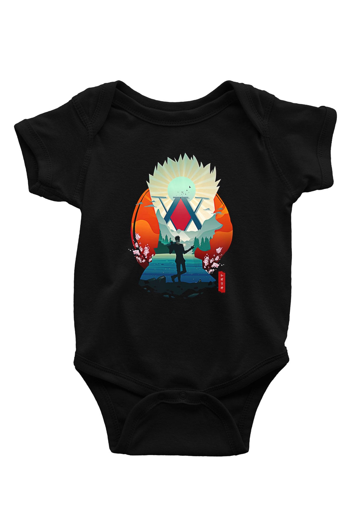 Hunter X Hunter Baskılı Unisex Siyah Bebek Body - Zıbın