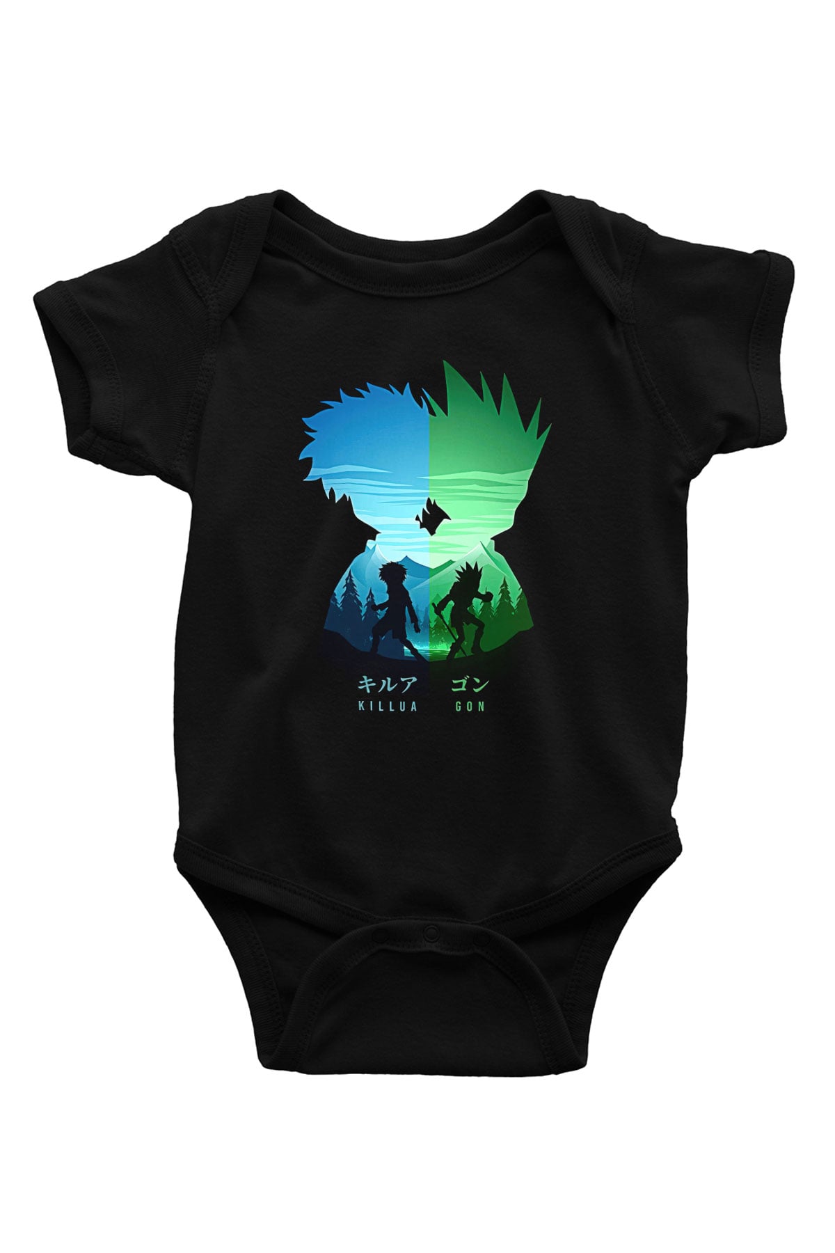 Hunter X Hunter Baskılı Unisex Siyah Bebek Body - Zıbın