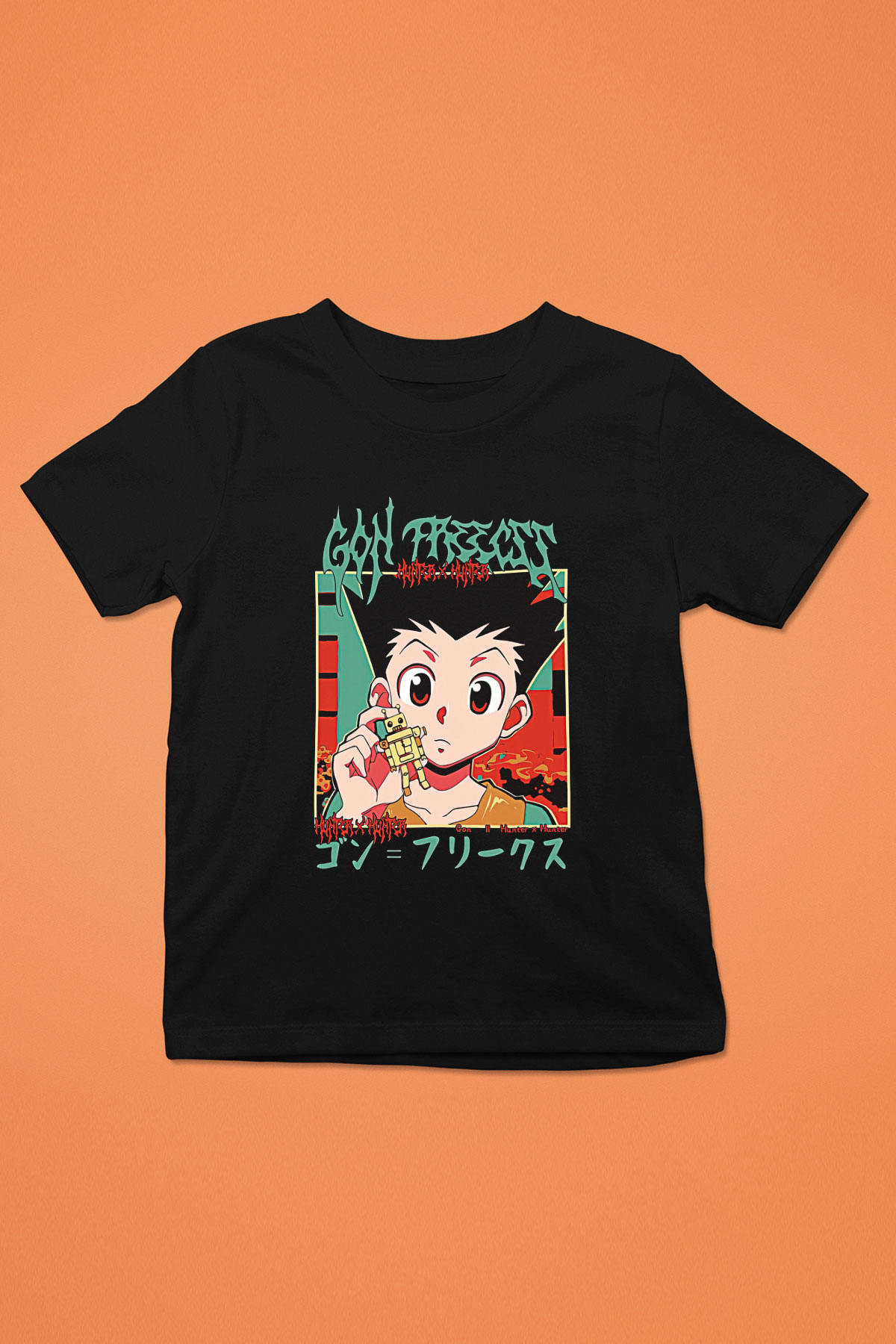 Hunter X Hunter Baskılı Unisex Siyah Çocuk Tişört - Tshirt