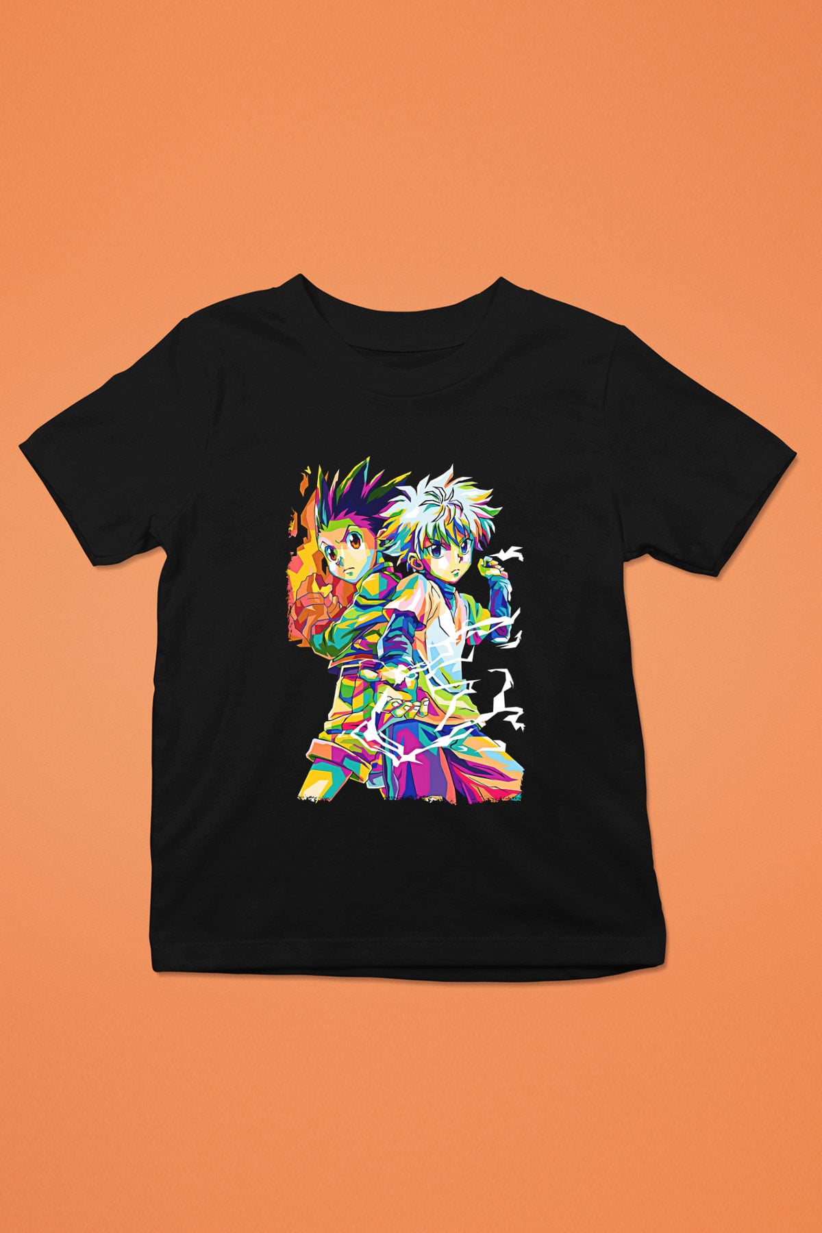 Hunter X Hunter Baskılı Unisex Siyah Çocuk Tişört - Tshirt