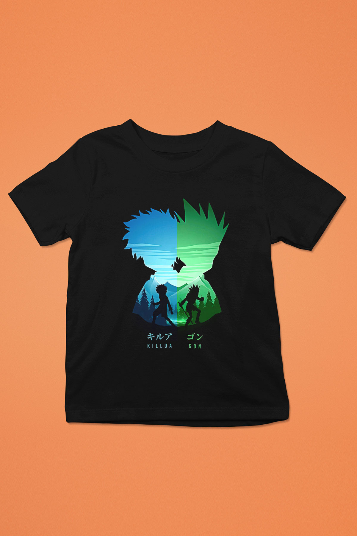 Hunter X Hunter Baskılı Unisex Siyah Çocuk Tişört - Tshirt