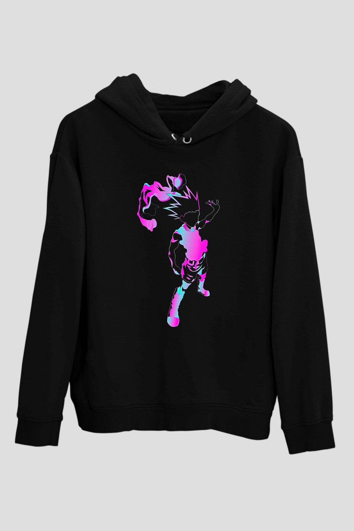 Hunter X Hunter Baskılı Unisex Siyah Hoodie