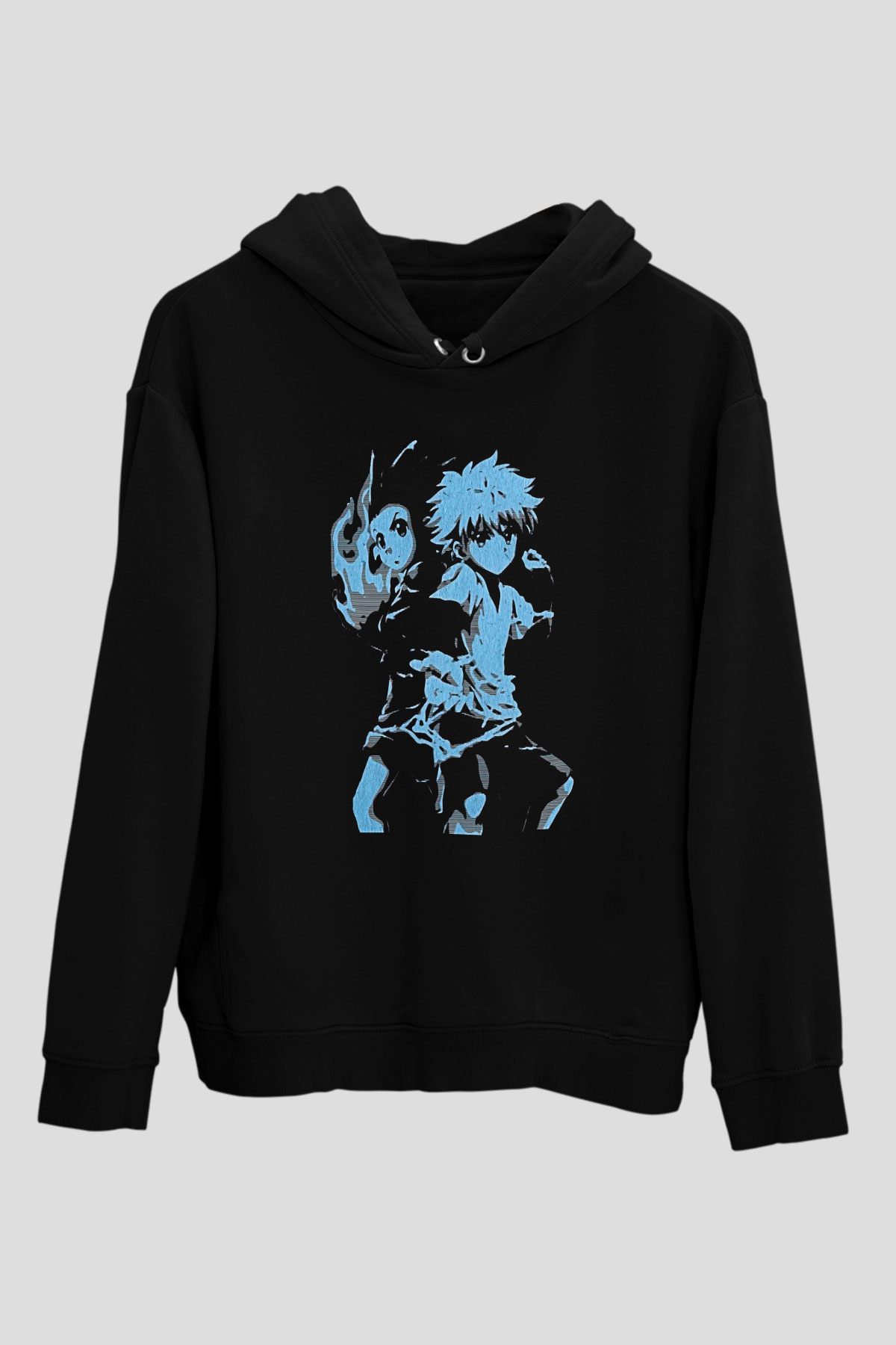 Hunter X Hunter Baskılı Unisex Siyah Hoodie