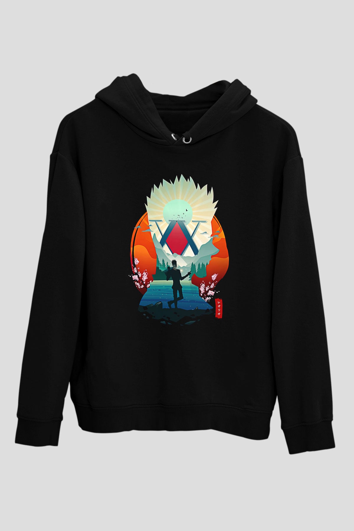 Hunter X Hunter Baskılı Unisex Siyah Hoodie