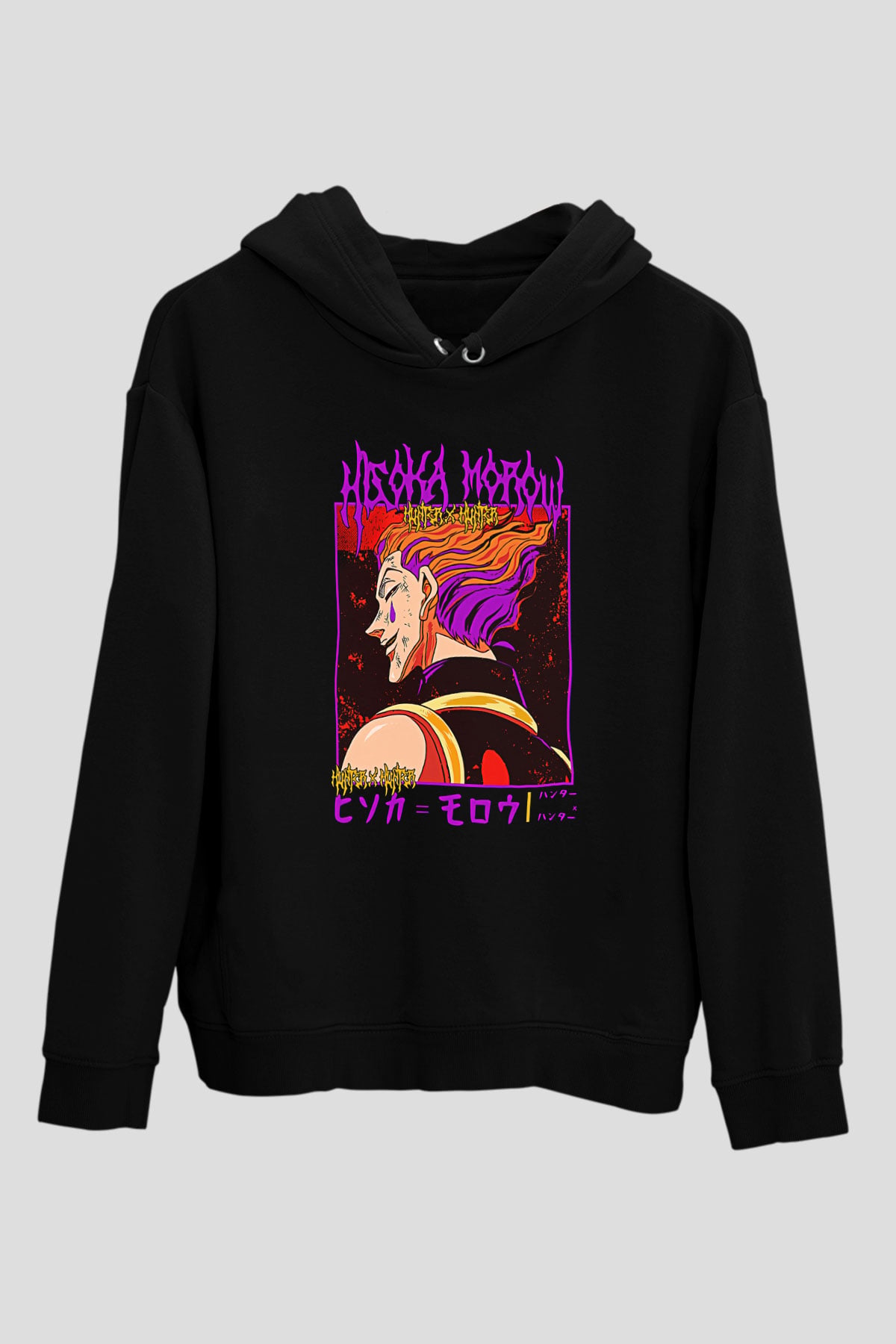 Hunter X Hunter Baskılı Unisex Siyah Hoodie