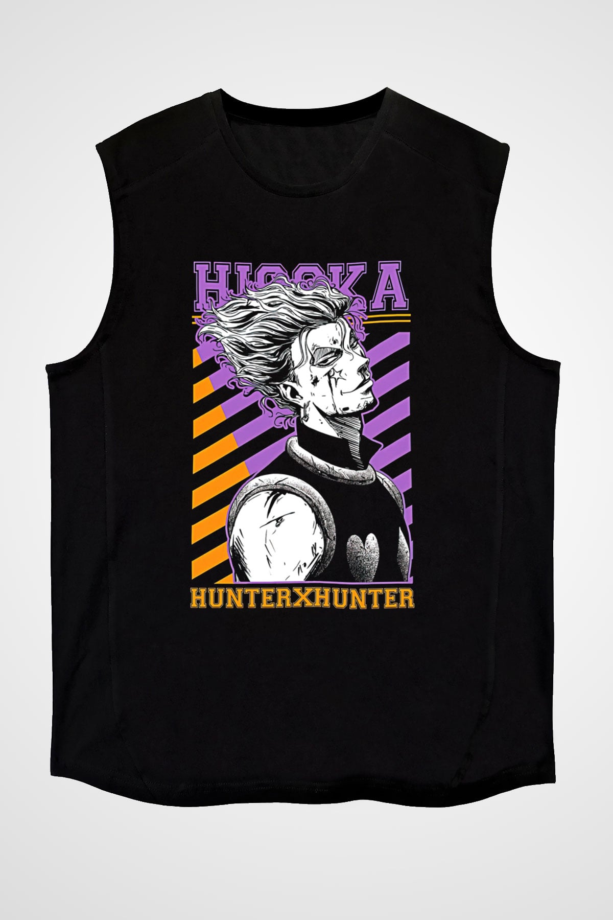 Hunter X Hunter Baskılı Unisex Siyah Kolsuz Tişört - Tshirt