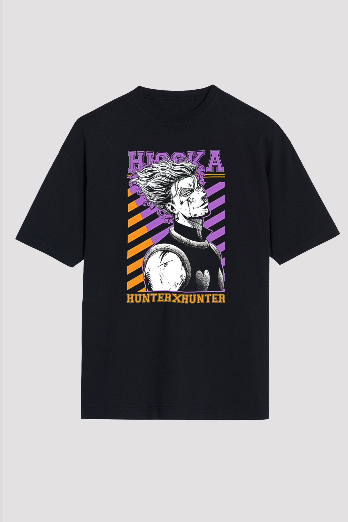 Hunter X Hunter Baskılı Unisex Siyah Oversize Tişört - Tshirt