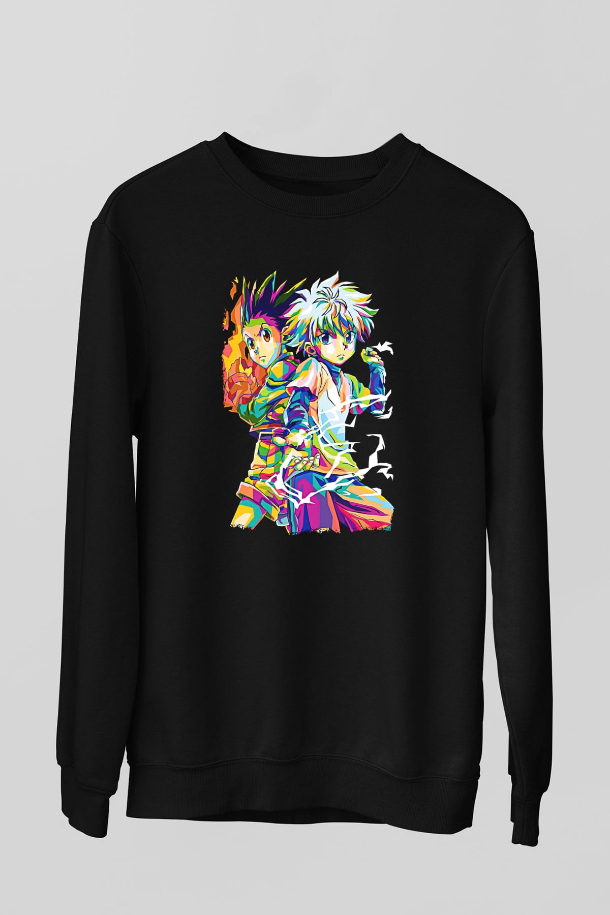 Hunter X Hunter Baskılı Unisex Siyah Sweatshirt