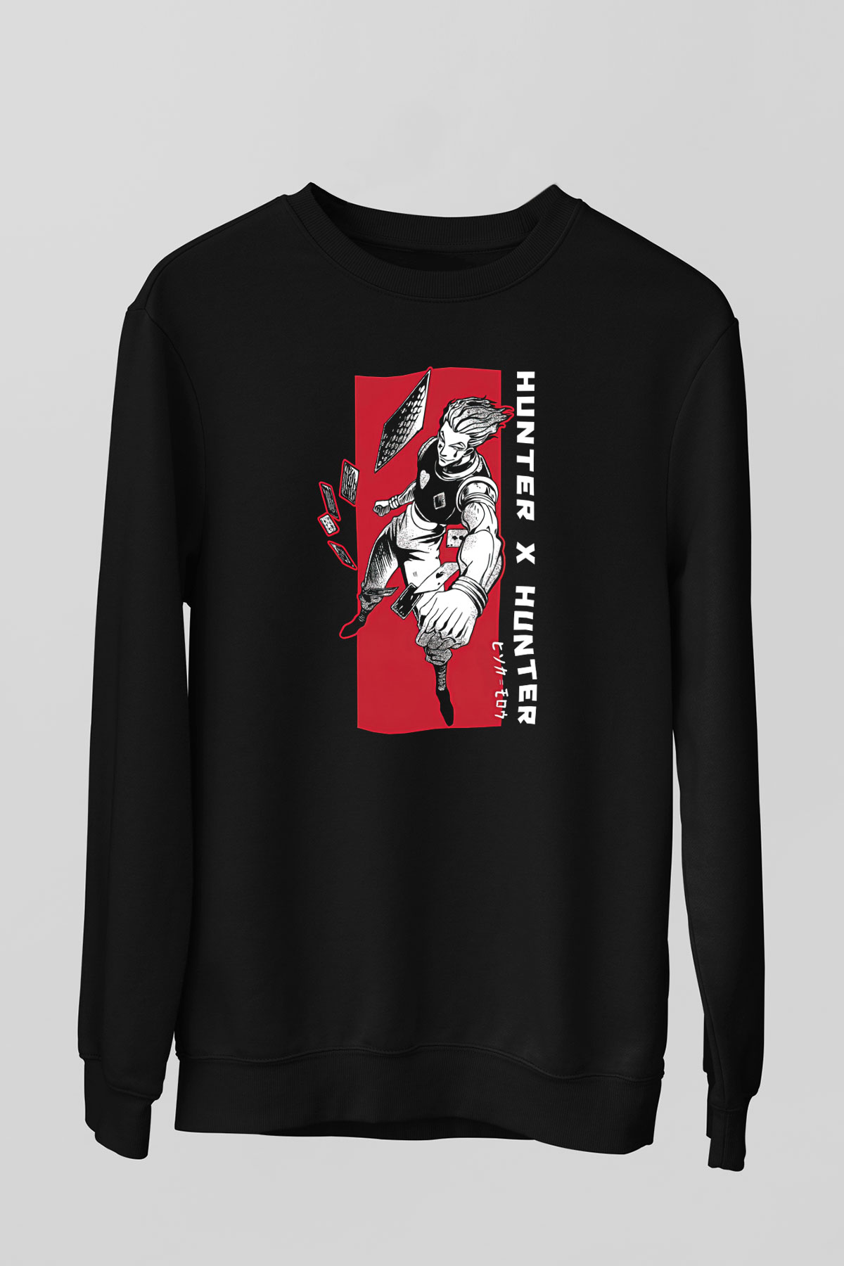 Hunter X Hunter Baskılı Unisex Siyah Sweatshirt
