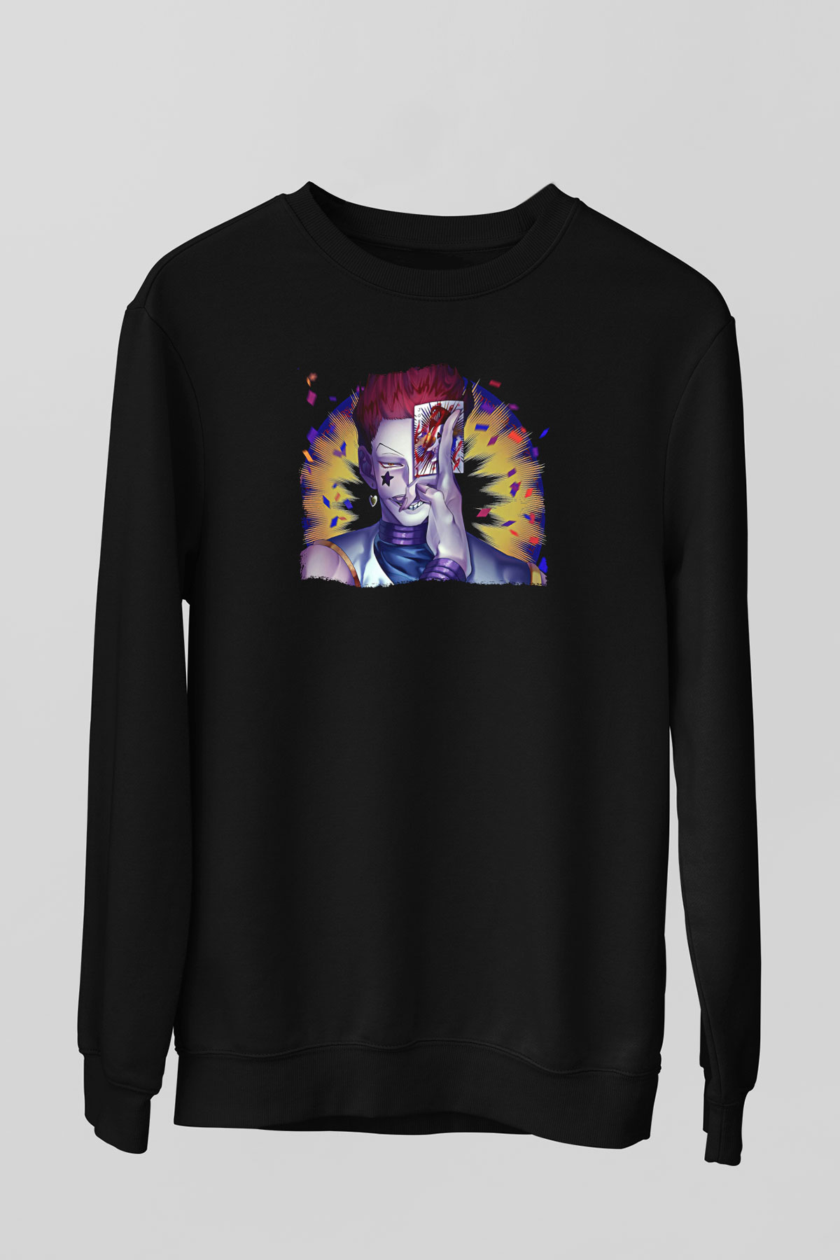 Hunter X Hunter Baskılı Unisex Siyah Sweatshirt