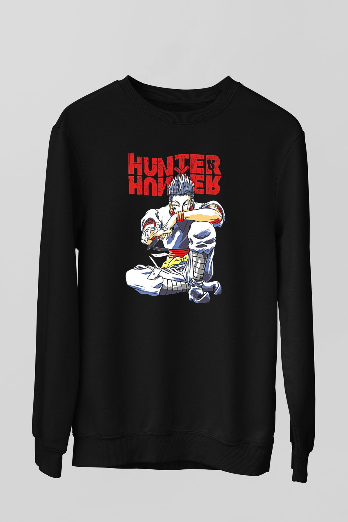 Hunter X Hunter Baskılı Unisex Siyah Sweatshirt