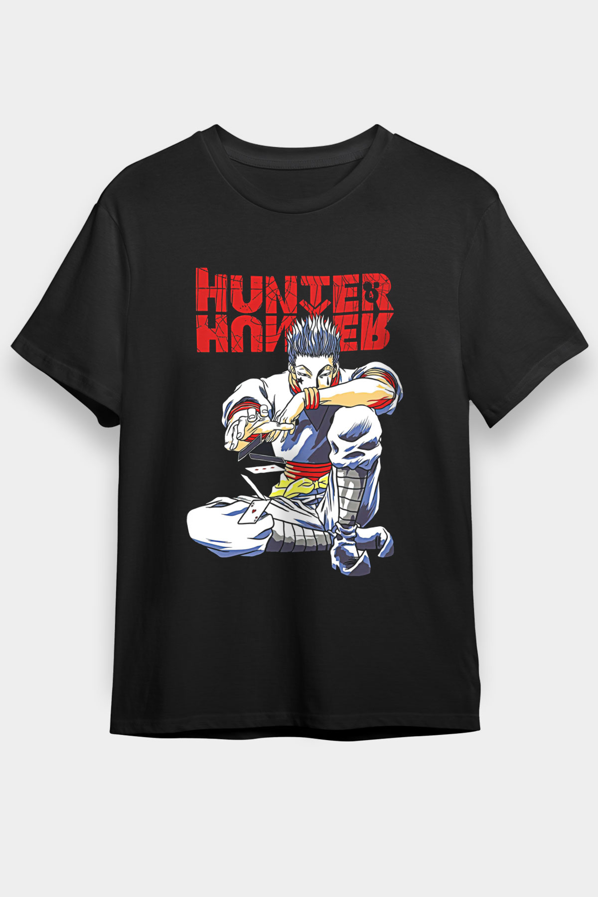 Hunter X Hunter Baskılı Unisex Siyah Tişört - Tshirt