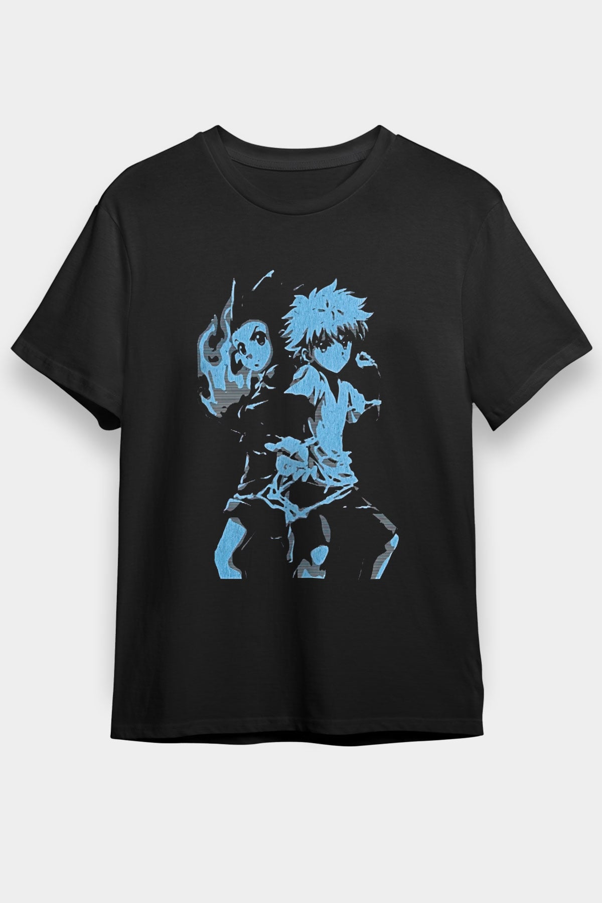 Hunter X Hunter Baskılı Unisex Siyah Tişört - Tshirt