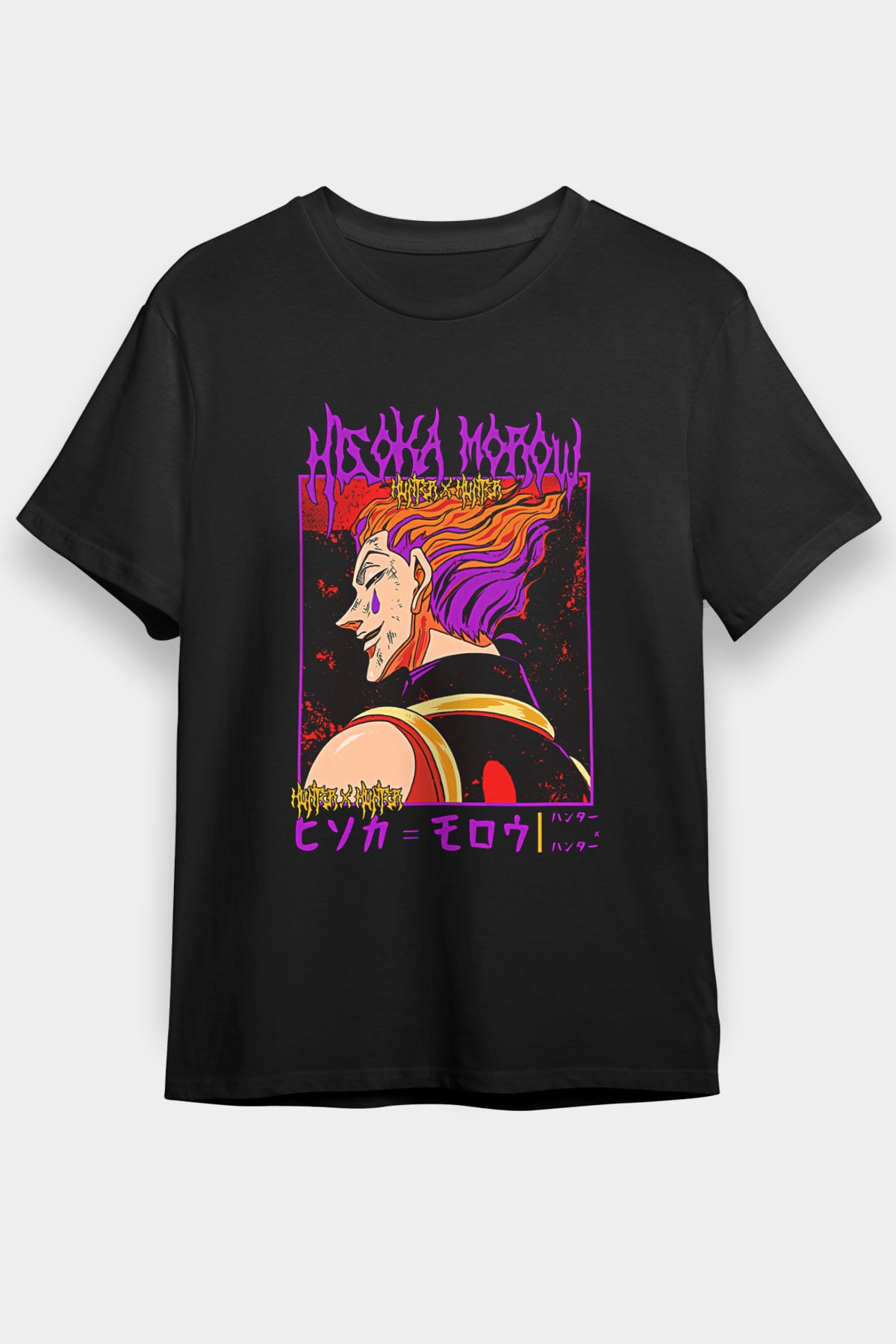Hunter X Hunter Baskılı Unisex Siyah Tişört - Tshirt