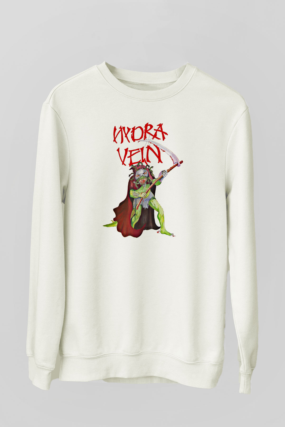 Hydra Vein Baskılı Unisex Beyaz Sweatshirt