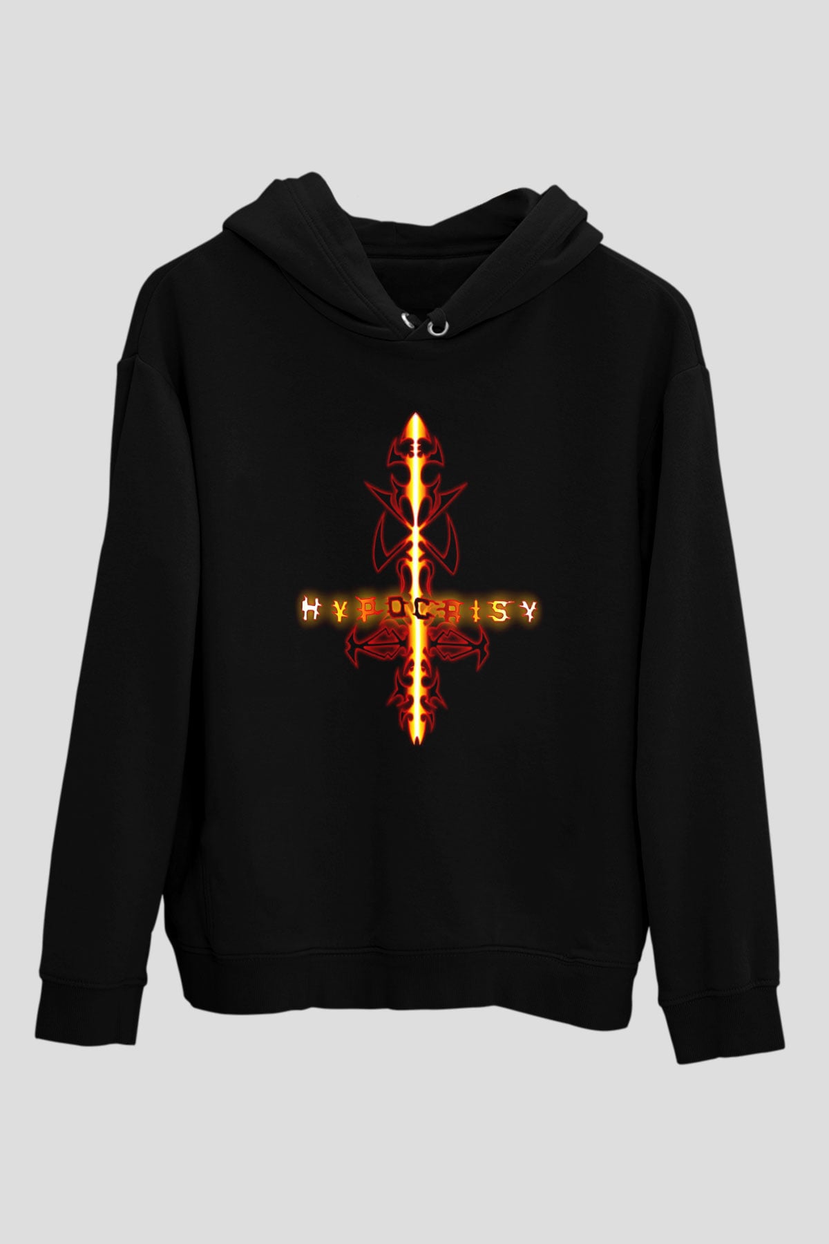 Hypocrispy Baskılı Unisex Siyah Kapüşonlu Sweatshirt