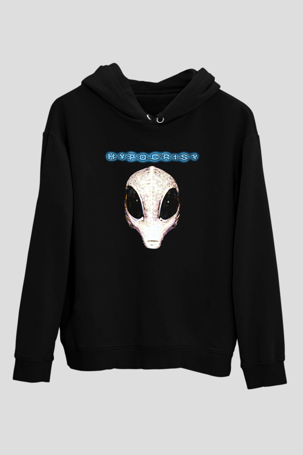 Hypocrispy Baskılı Unisex Siyah Kapüşonlu Sweatshirt