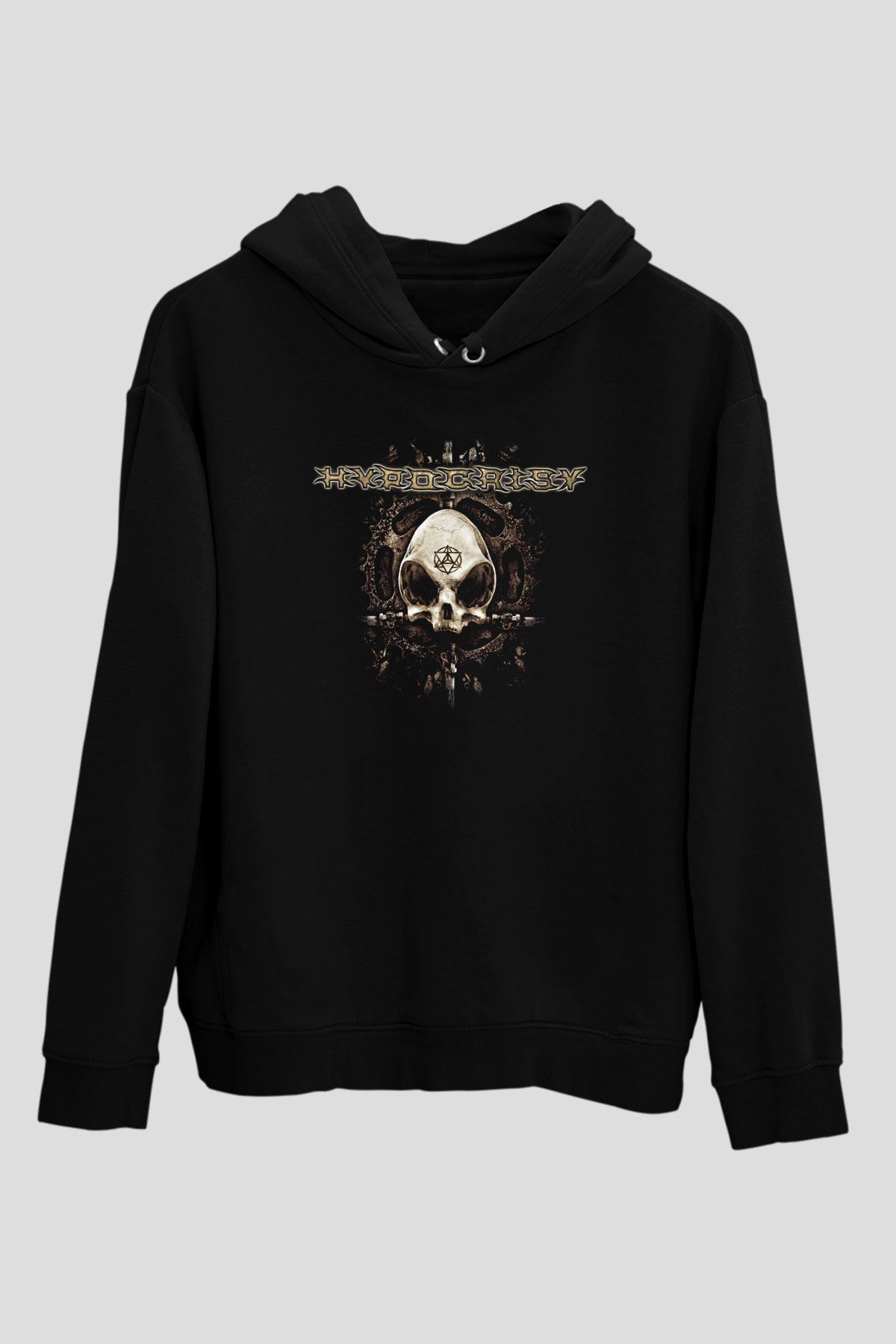 Hypocrispy Baskılı Unisex Siyah Kapüşonlu Sweatshirt