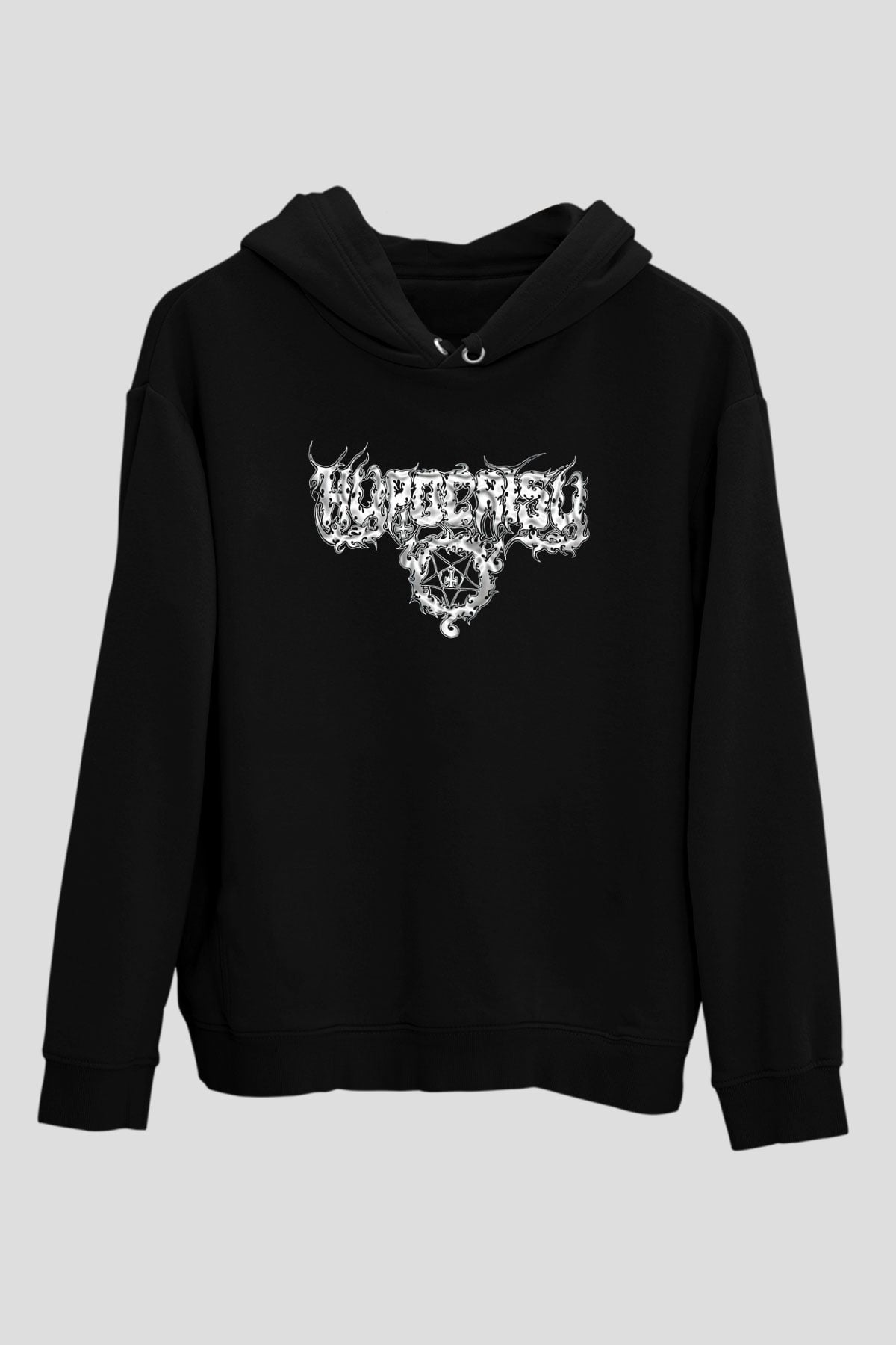 Hypocrispy Baskılı Unisex Siyah Kapüşonlu Sweatshirt