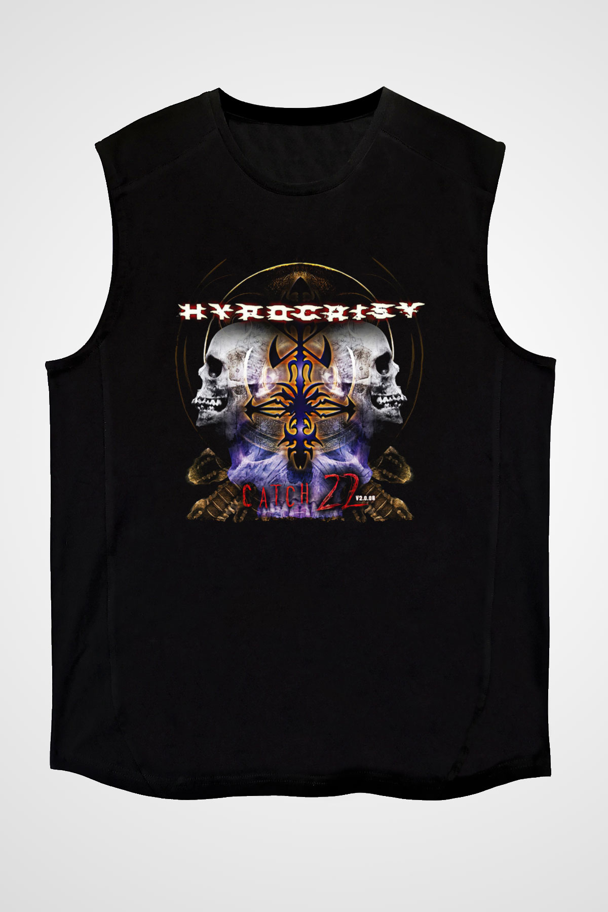 Hypocrispy Baskılı Unisex Siyah Kolsuz Tişört - Tshirt
