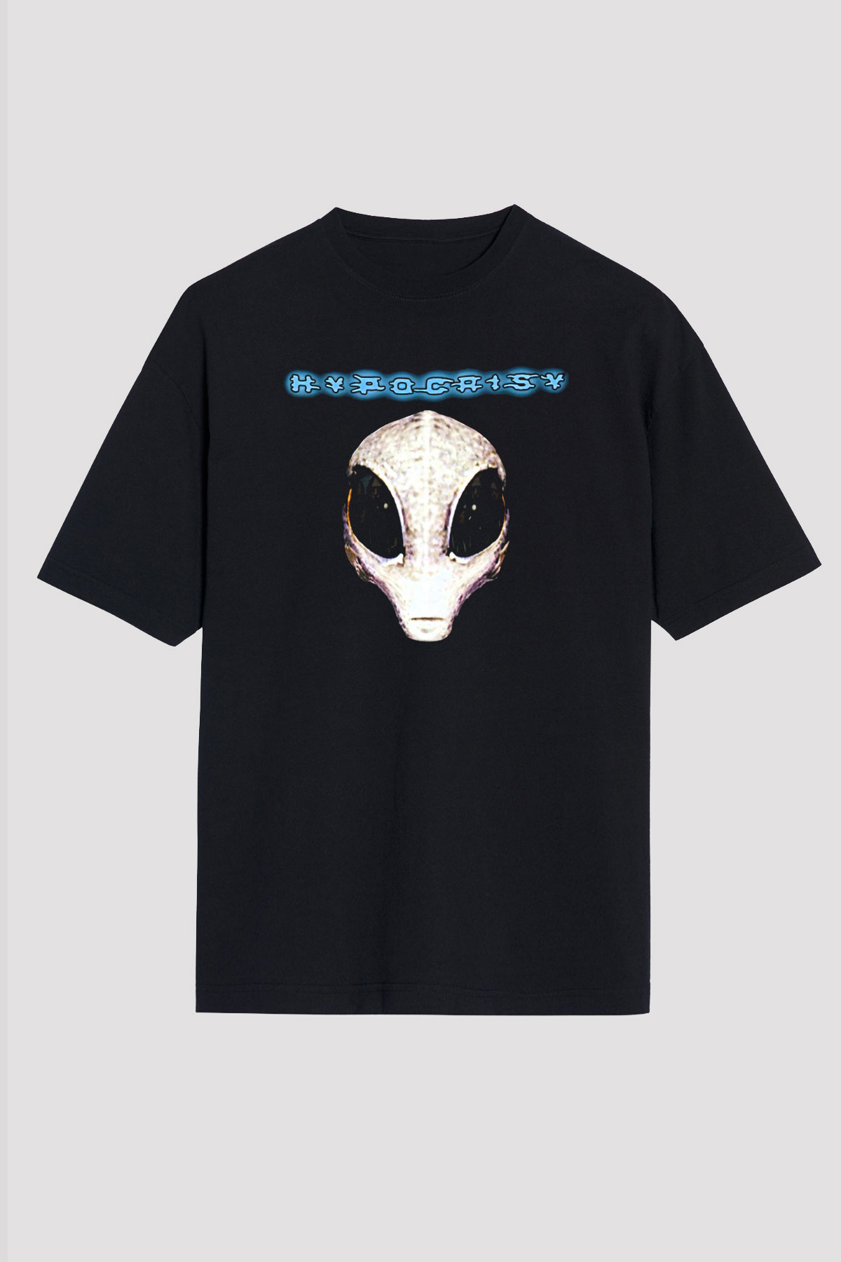 Hypocrispy Baskılı Unisex Siyah Oversize Tişört - Tshirt