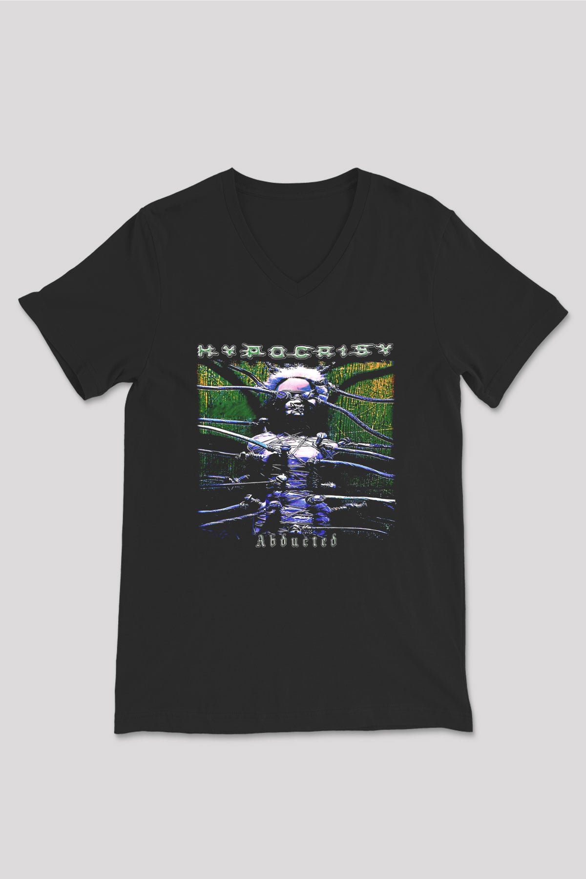 Hypocrispy Baskılı Unisex Siyah V Yaka Tişört - Tshirt