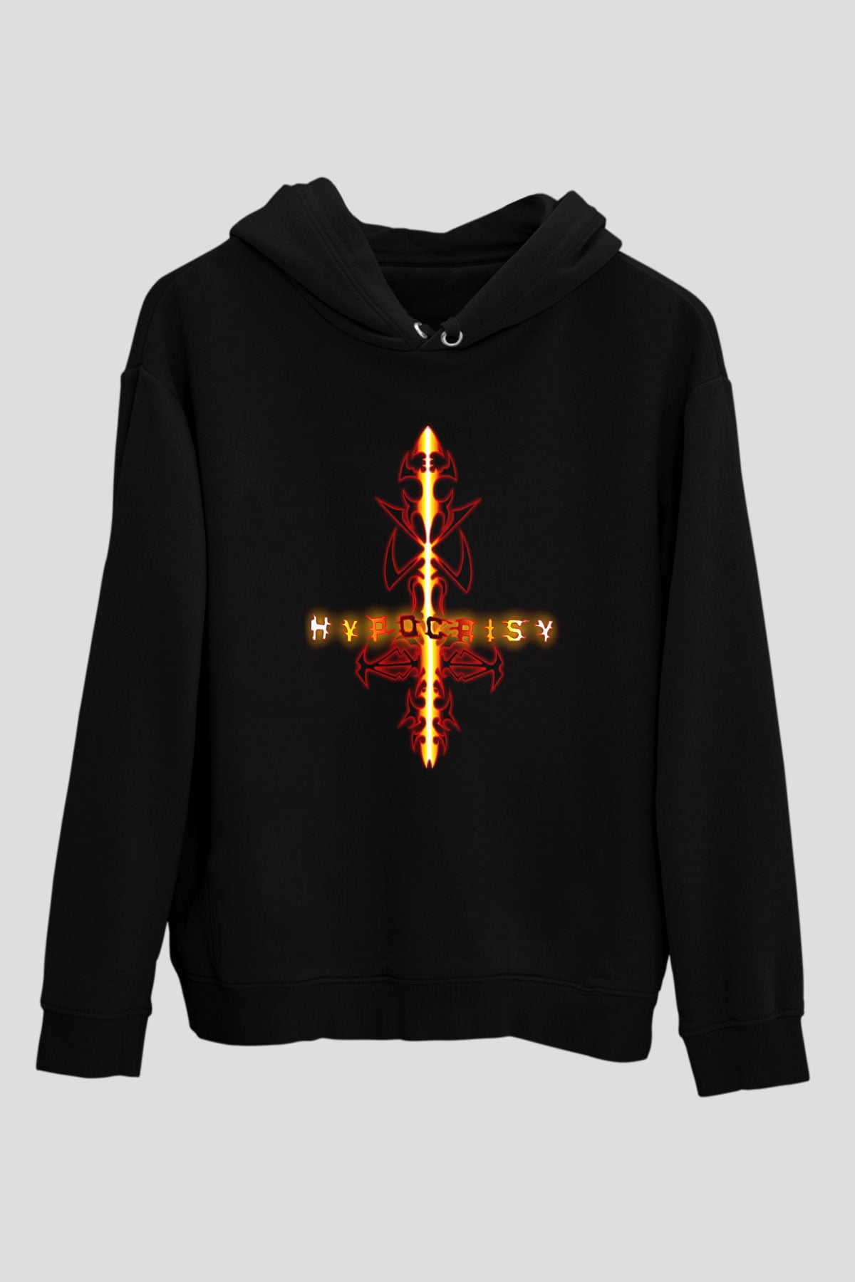 Hypocrisy Baskılı Unisex Siyah Kapüşonlu Sweatshirt